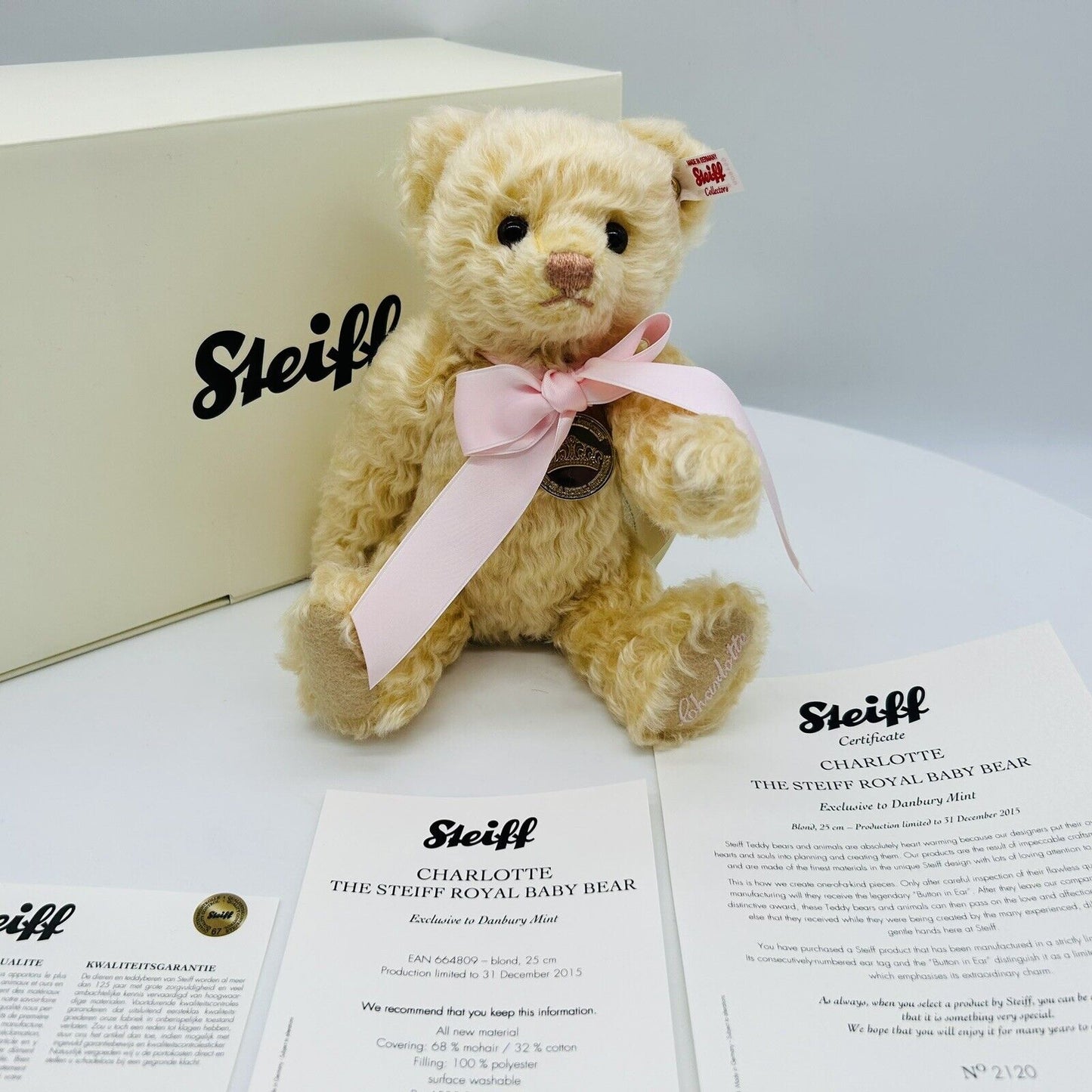 Steiff 664809 Teddybär Royal Baby Charlotte limitiert bis Ende 2015 25 cm