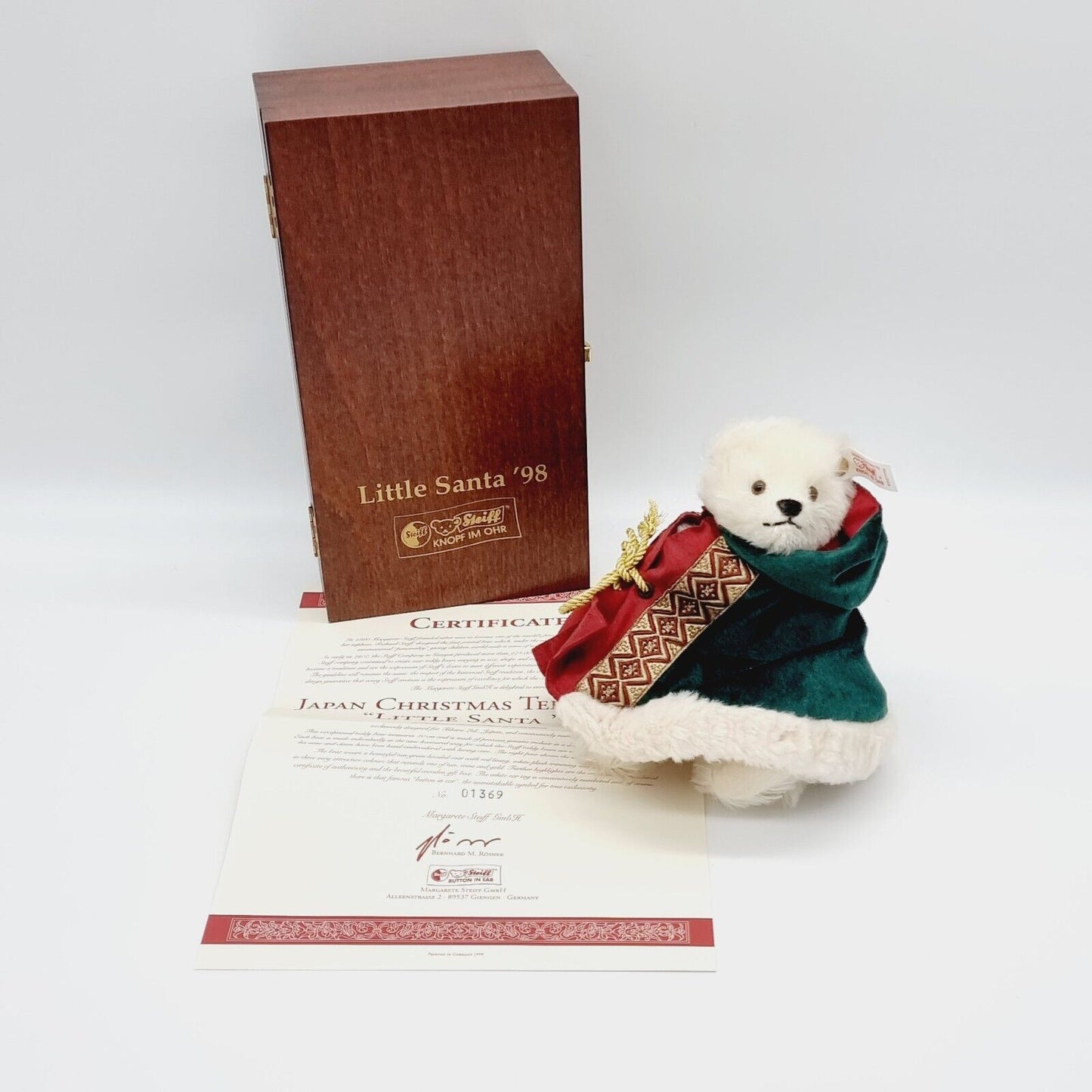 Steiff Japan Christmas Weihnachtsteddybär Little Santa 1998 limitiert 652776