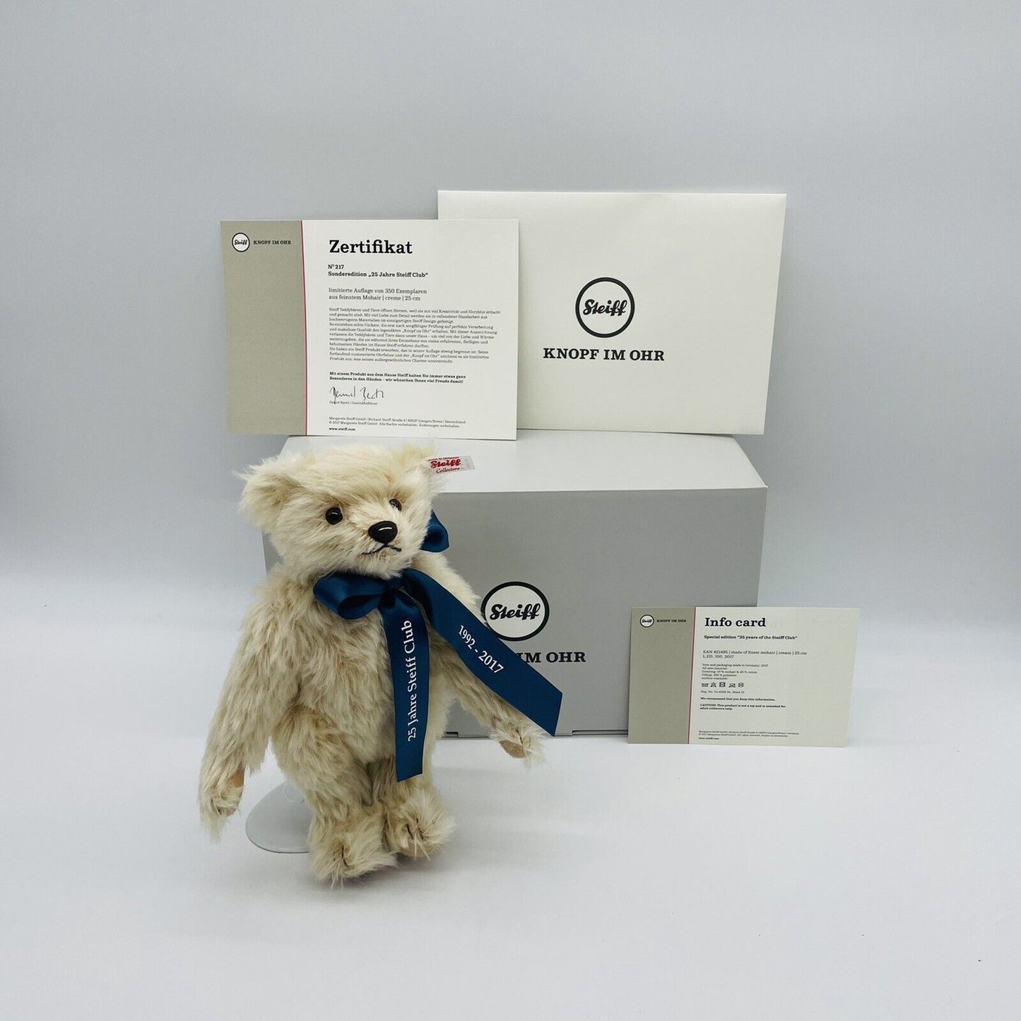 Steiff 25 Jahre Steiff Club 421495 Teddybär 1992-2017 25cm limitiert 350