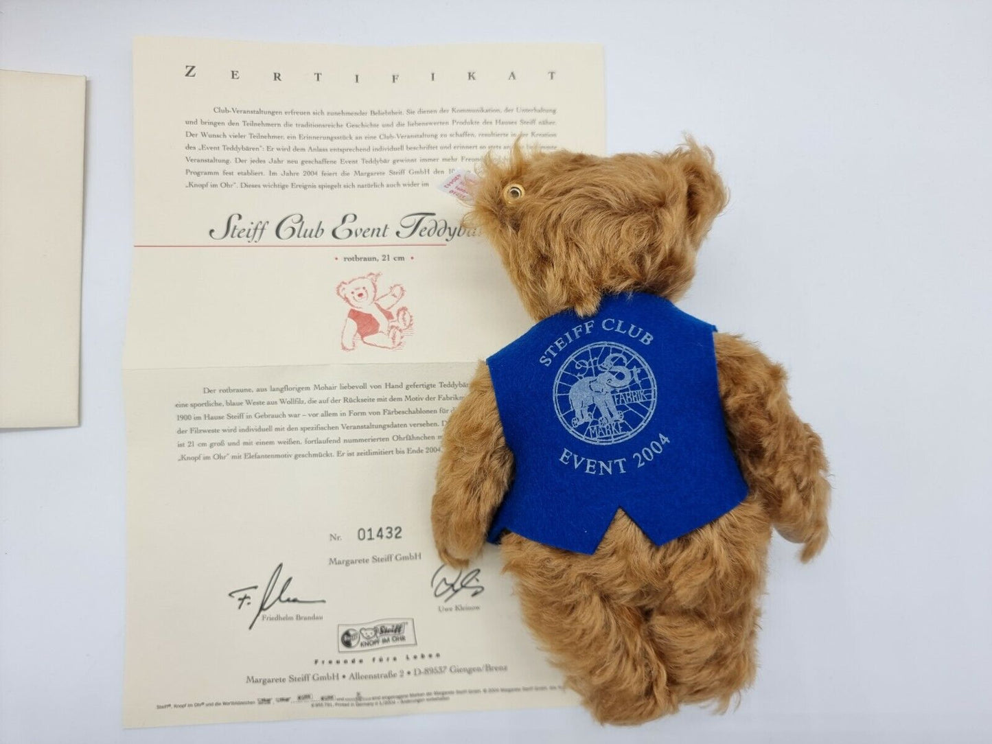 Steiff Club Event Teddybär 2004 rotbraun 21 cm 420443 Zertifikat OVP limitiert
