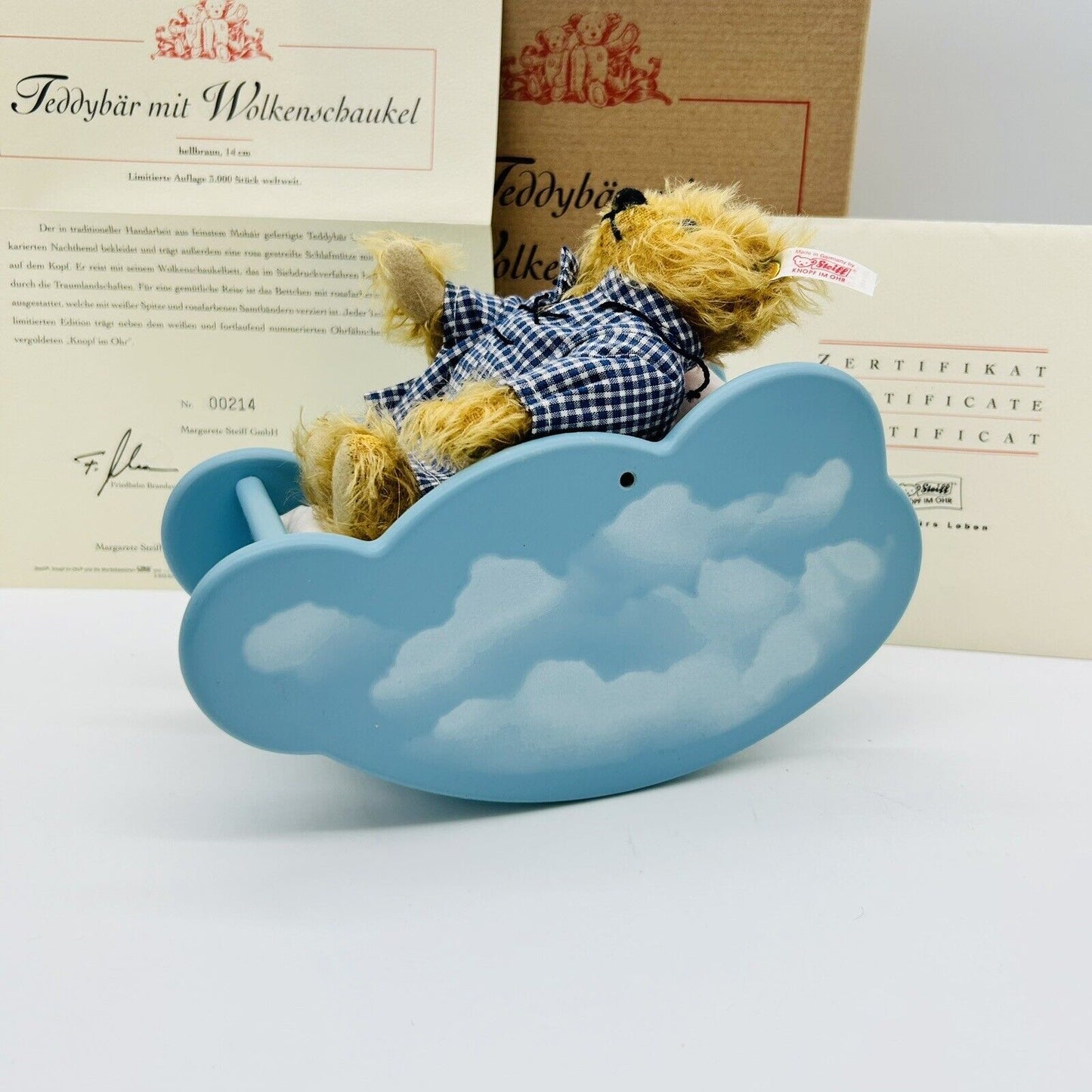 Steiff 037948 Teddybär mit Wolkenschaukel limitiert 3000 aus 2002 14 cm