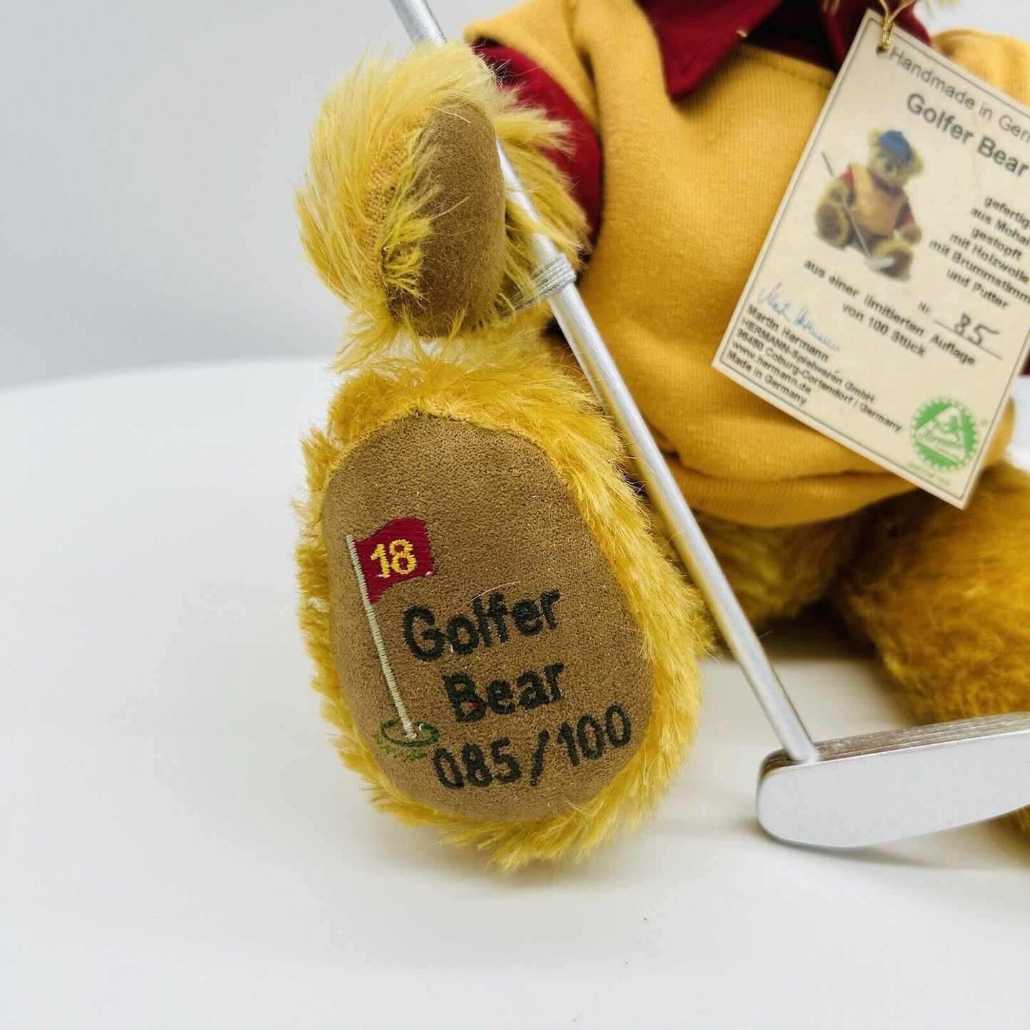 Hermann Coburg Teddybär Golfer limitiert 100 36 cm Mohair