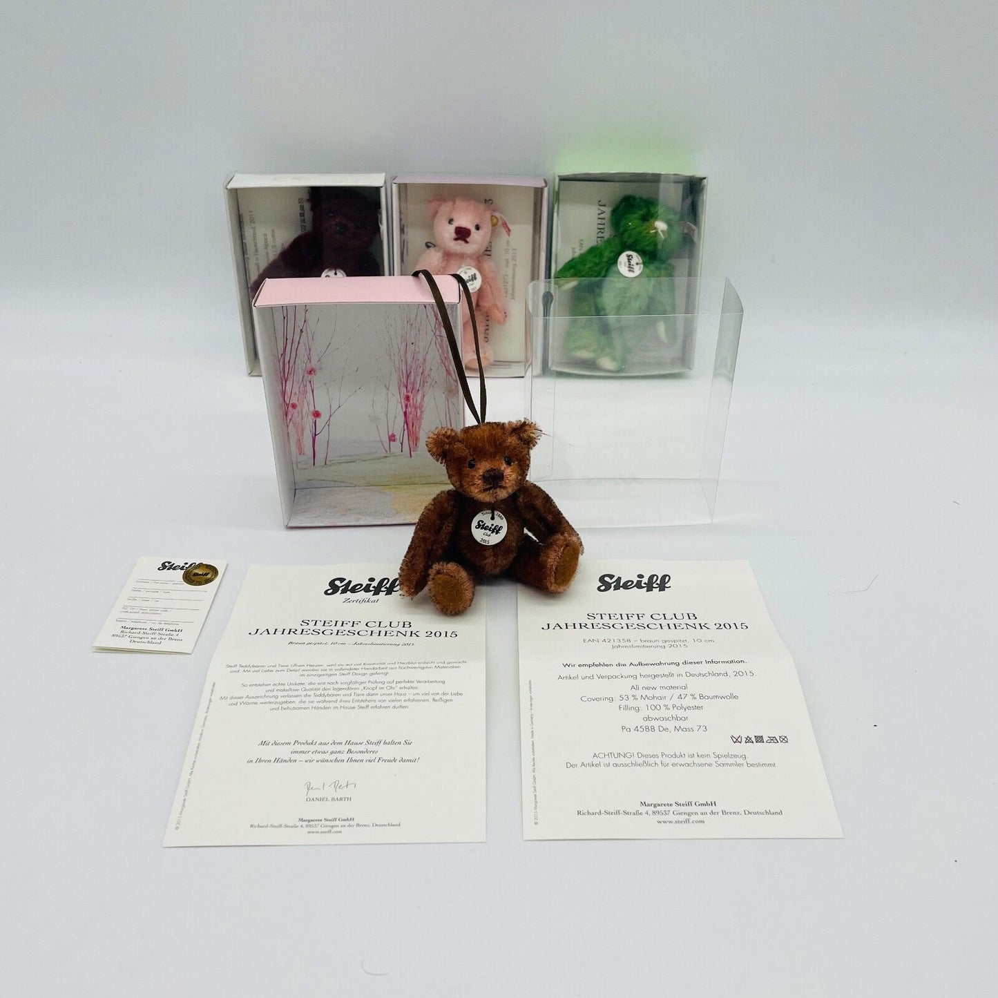 Steiff Clubbären Jahresgeschenke 2012, 2013, 2014, 2015 limitiert Zertifikat OVP
