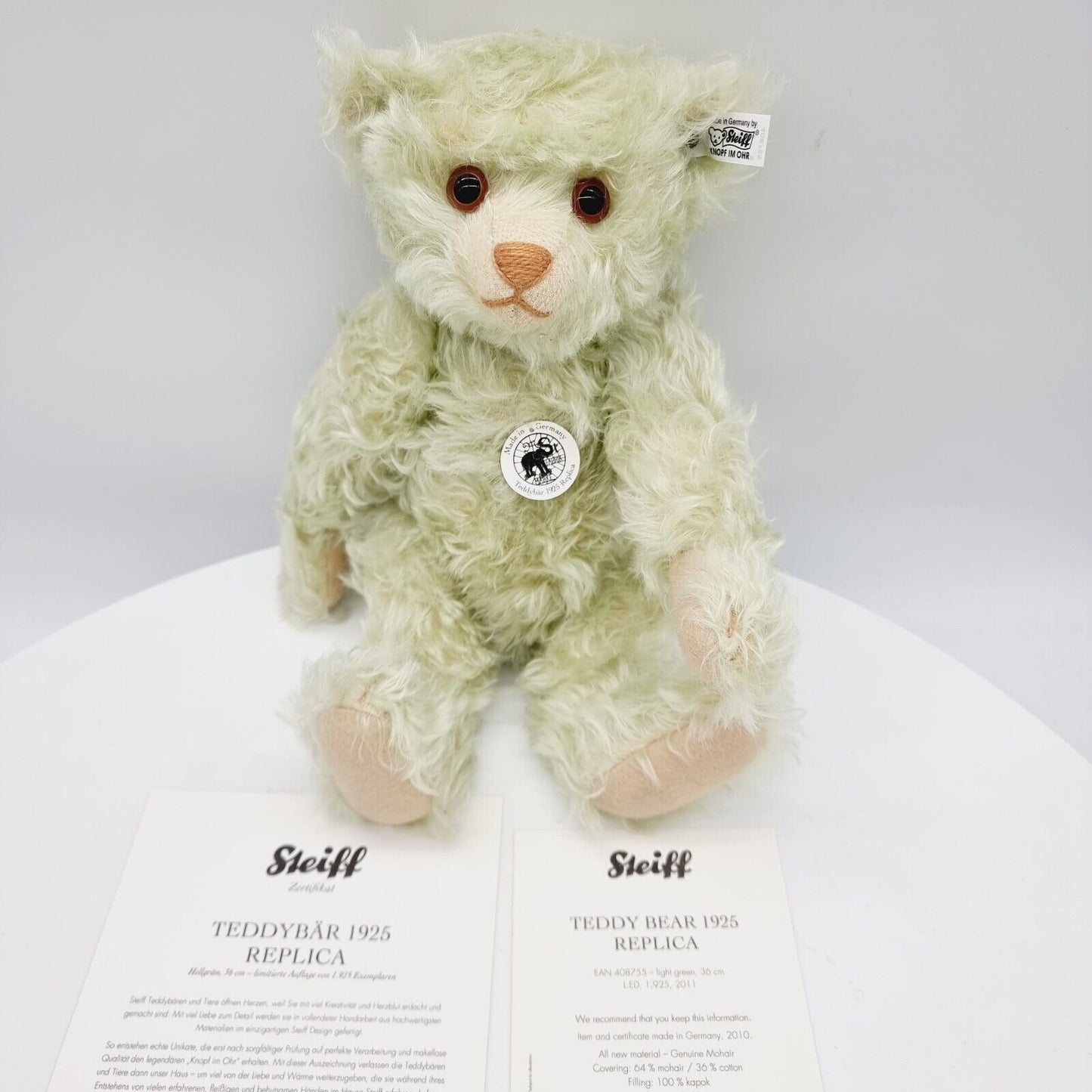 Steiff 408755 Teddybär 1925 Replica hellgrün limitiert 1925 36 cm Mohair