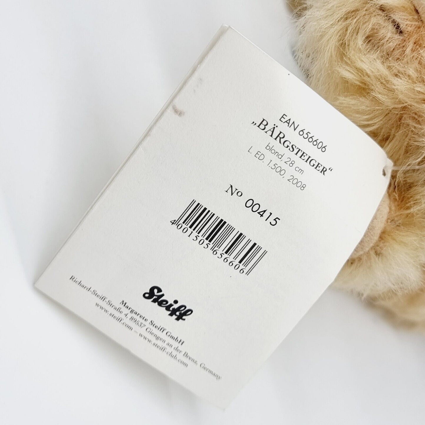 Steiff 656606 Teddybär Bärgsteiger limitiert 1500 aus 2008 28 cm Mohair