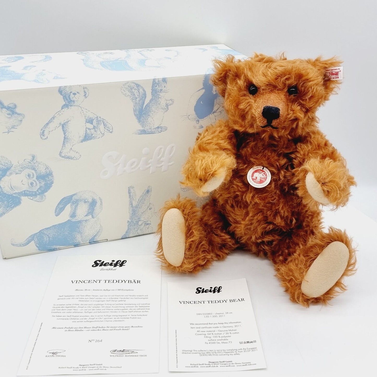 Steiff 035883 Vincent Teddybär 38 cm mit Brummstimme limitierte Auflage von 1500