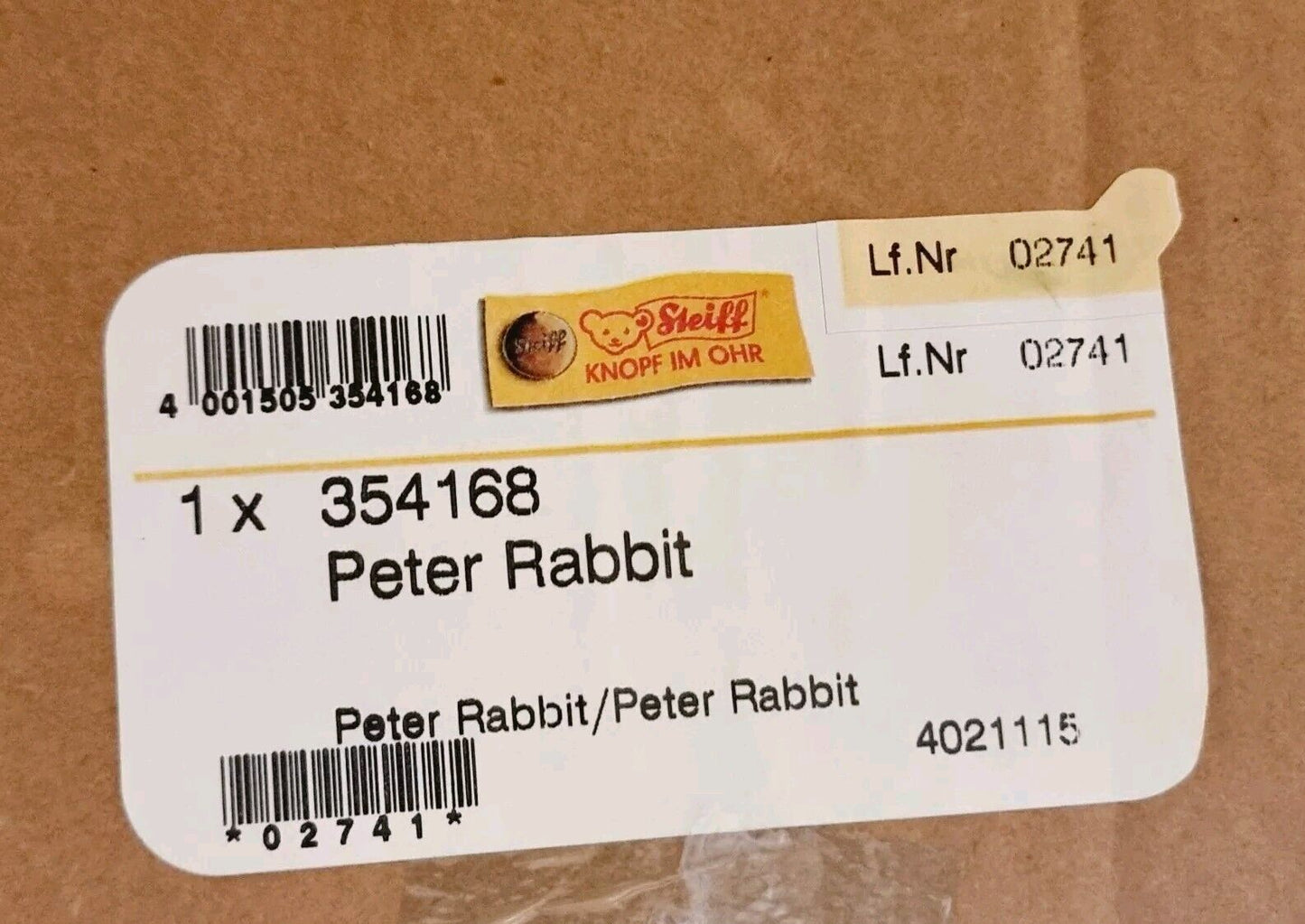 Steiff 354168 Beatrix Potter Peter Rabbit Anniversary Edition limitiert 2002