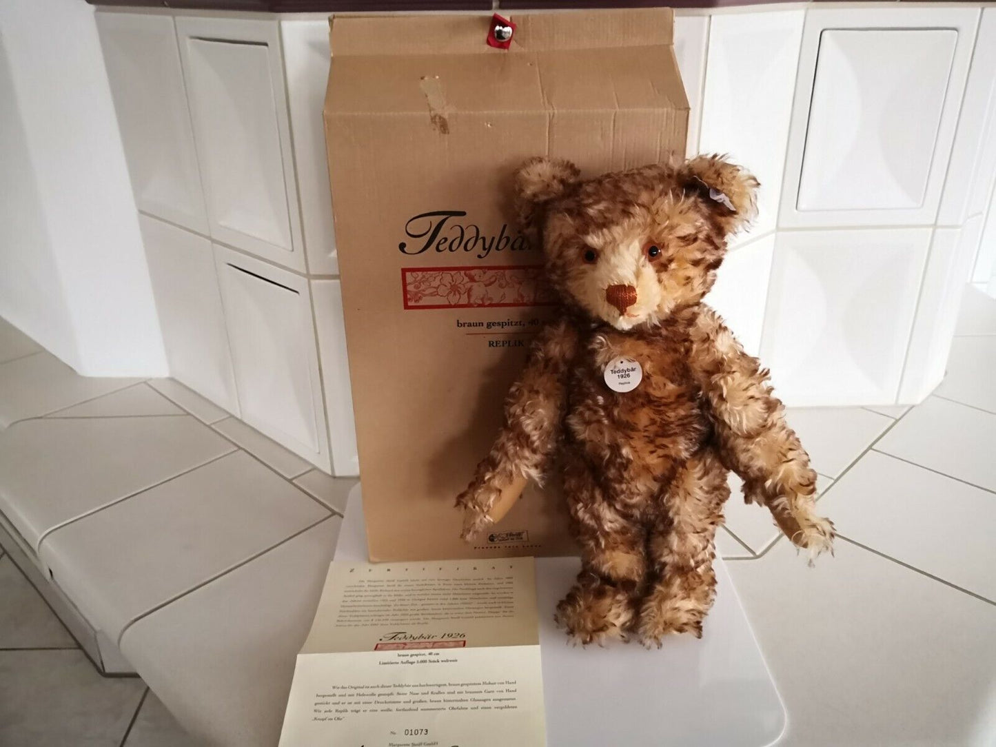 Steiff Teddybär 1926 braun gespitzt, 40 cm, Replik, 407246, limitierte Auflage