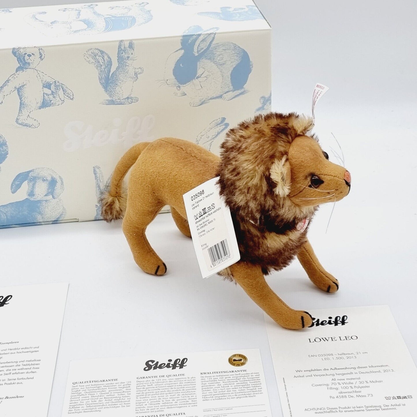 Steiff Löwe LEO Filzlöwe 21 cm groß hellbraun stehend 035098 limitierte Auflage