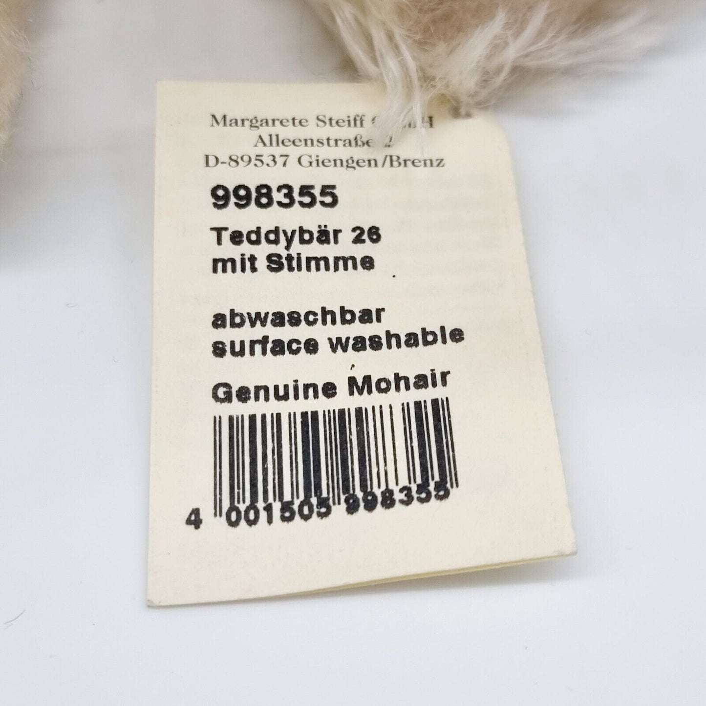 Steiff 998355 Teddybär 26 cm mit Stimme B-Ware mit blankem Knopf ohne Fahne