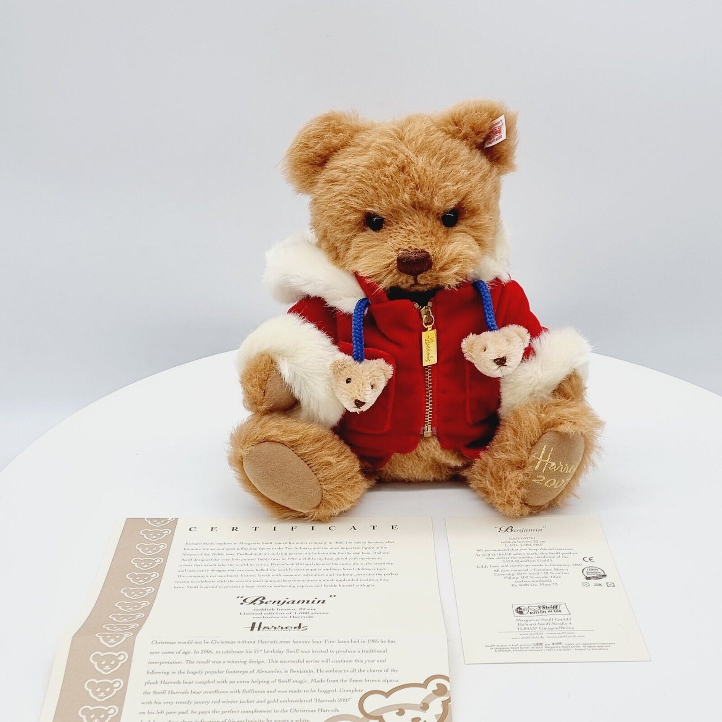 Steiff 662751 Teddybär Benjamin für Harrods limitiert 1500 aus 2007 35 cm Alpaca