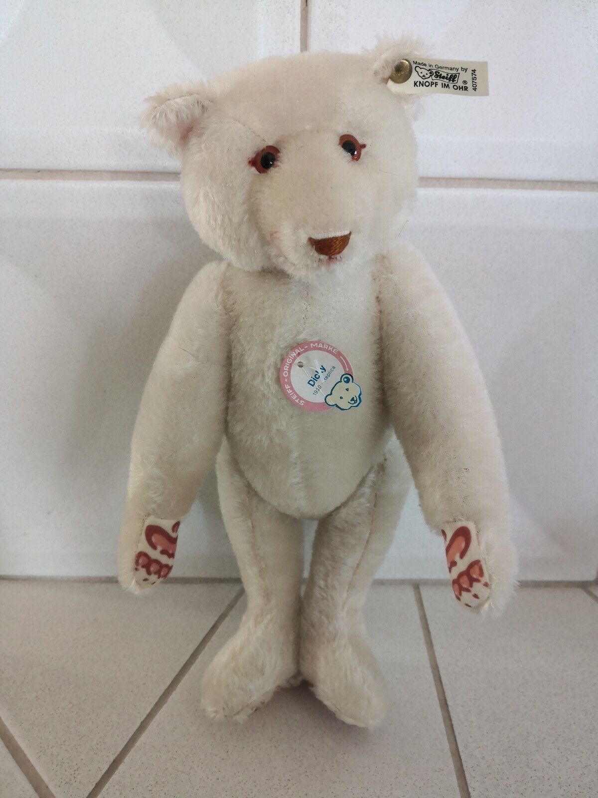 Steiff Bär DICKY 1930 WEISS 33, 05278 Replica 1992 Art.Nr.407574 Limited 7000 St