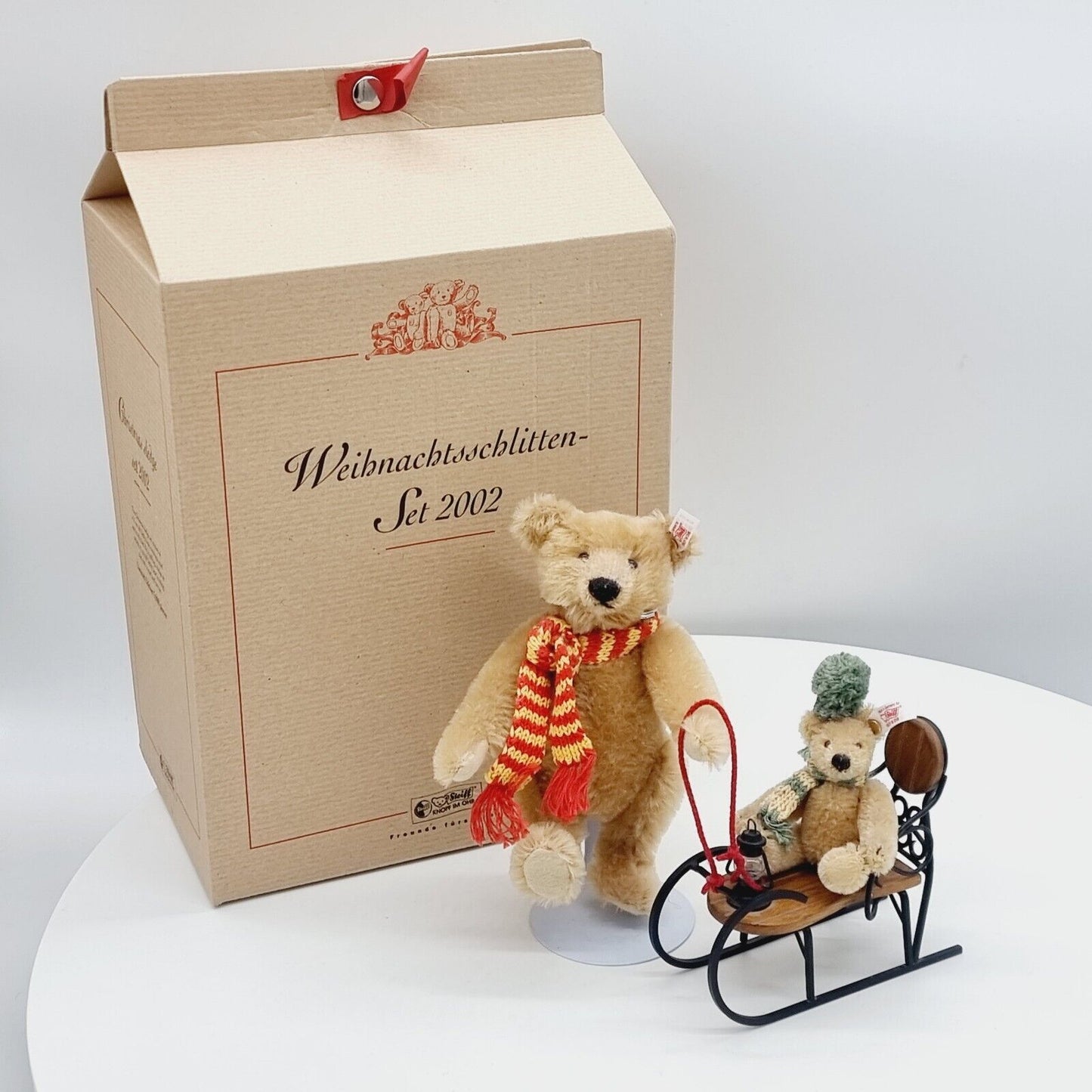 Steiff Weihnachtsschlitten Set 2002 037979 limitiert 3000 aus 2002 16cm