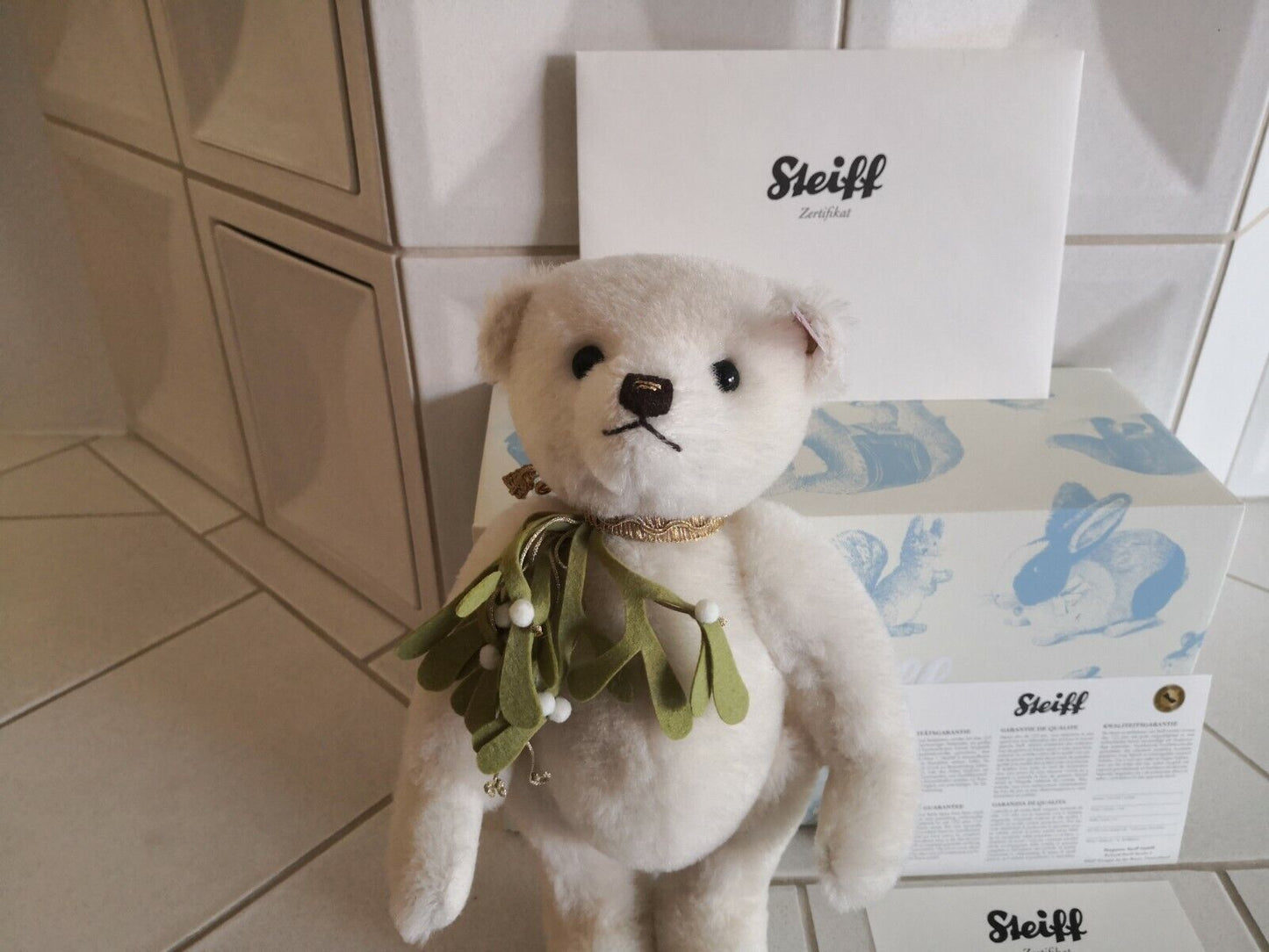 Steiff Teddybär Mistelzweig Bär Alpaca 036859 Teddy Mistelstrauß aus Filz Mistel