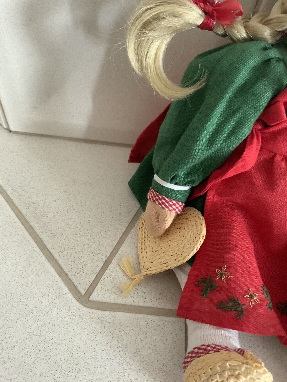 Käthe Kruse Puppe Glückskind mit Herz aus Stroh 37 cm - Rarität für Sammler