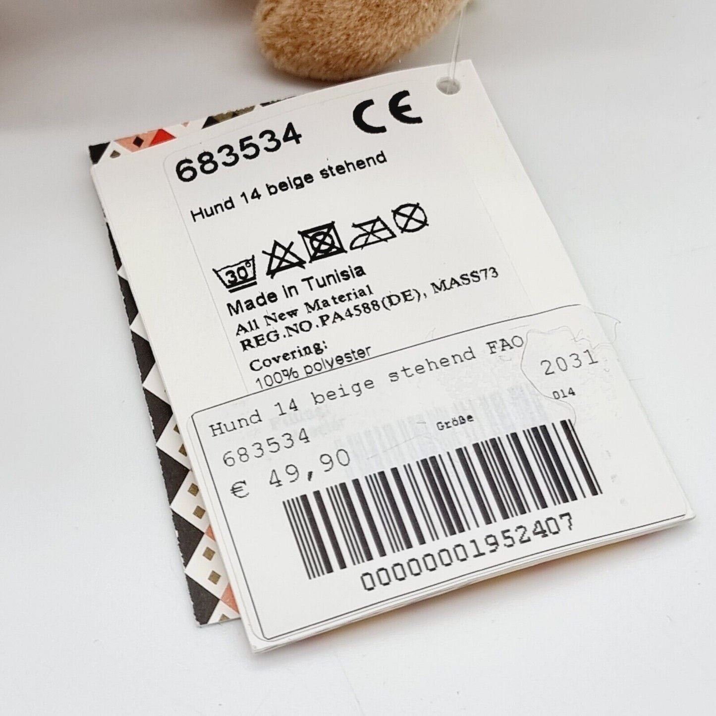 Steiff 683534 Hund beige stehend für FAO Schwarz 14 cm Plüsch