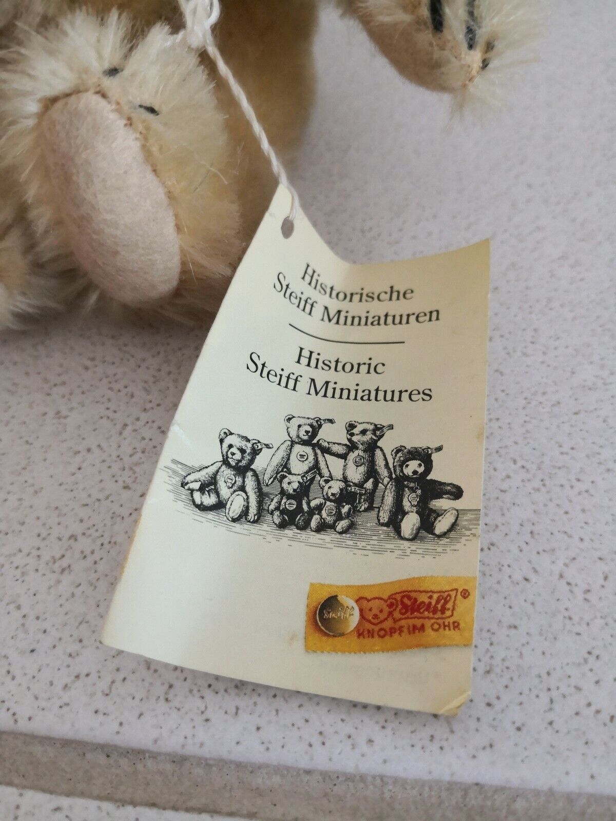 Steiff Teddybär Petsy, 16 cm, 029479, Historische Miniaturen, mit KFS
