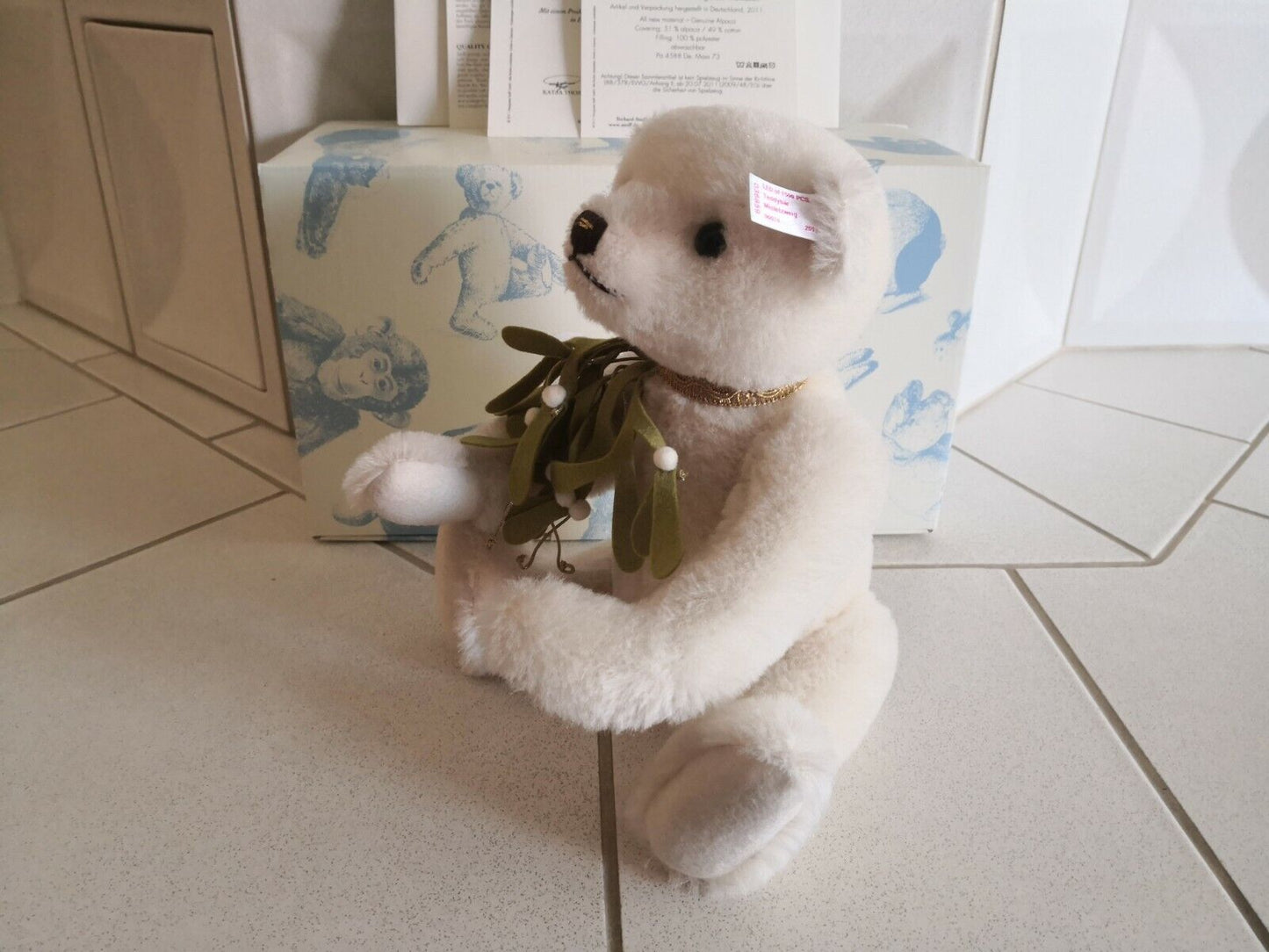 Steiff Teddybär Mistelzweig Bär Alpaca 036859 Teddy Mistelstrauß aus Filz Mistel