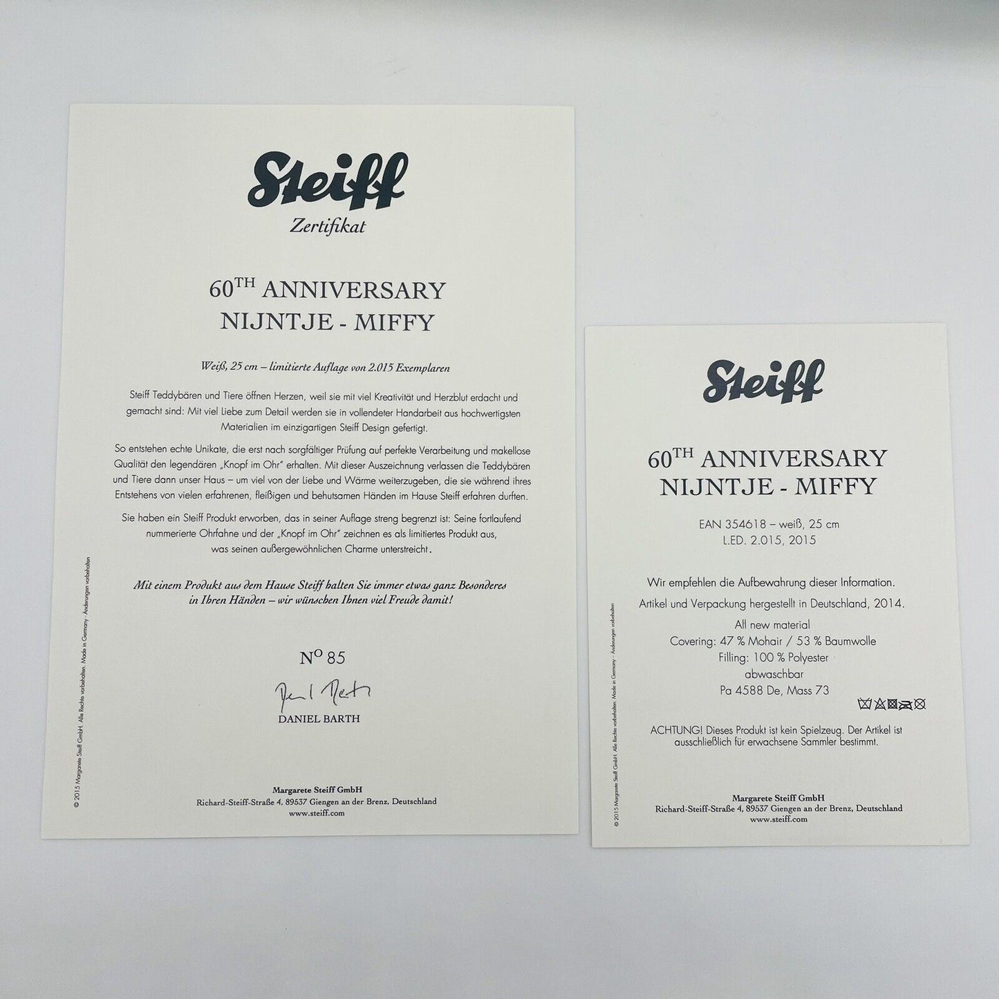 Steiff Nintje - Miffy 354618 aus Hello Kitty limitiert 2015 25cm Mohair 25cm
