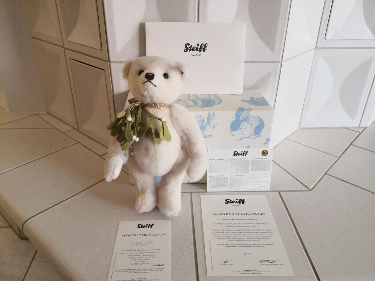 Steiff Teddybär Mistelzweig Bär Alpaca 036859 Teddy Mistelstrauß aus Filz Mistel