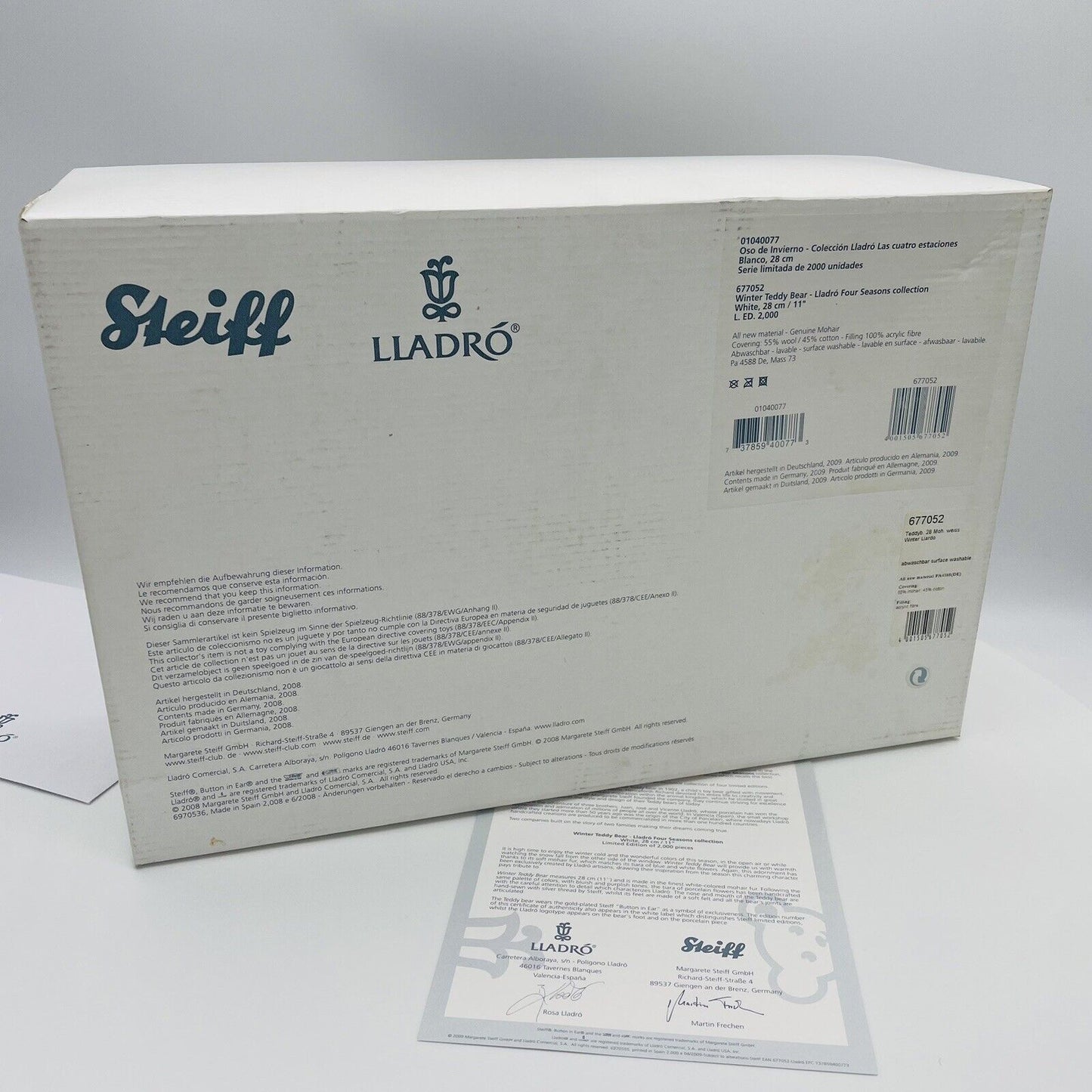 Steiff Teddybär Lladro 677052 limitiert 2000 aus 2009 28cm Mohair
