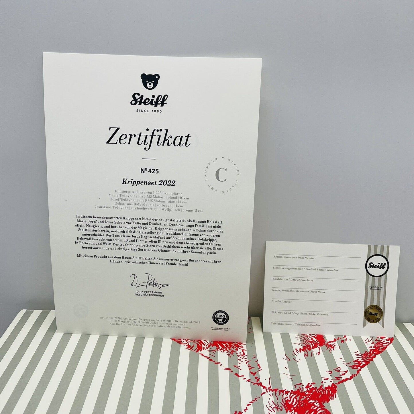 Steiff Krippenset 4-tlg. 007279 limitiert 1225 aus 2022 Mohair