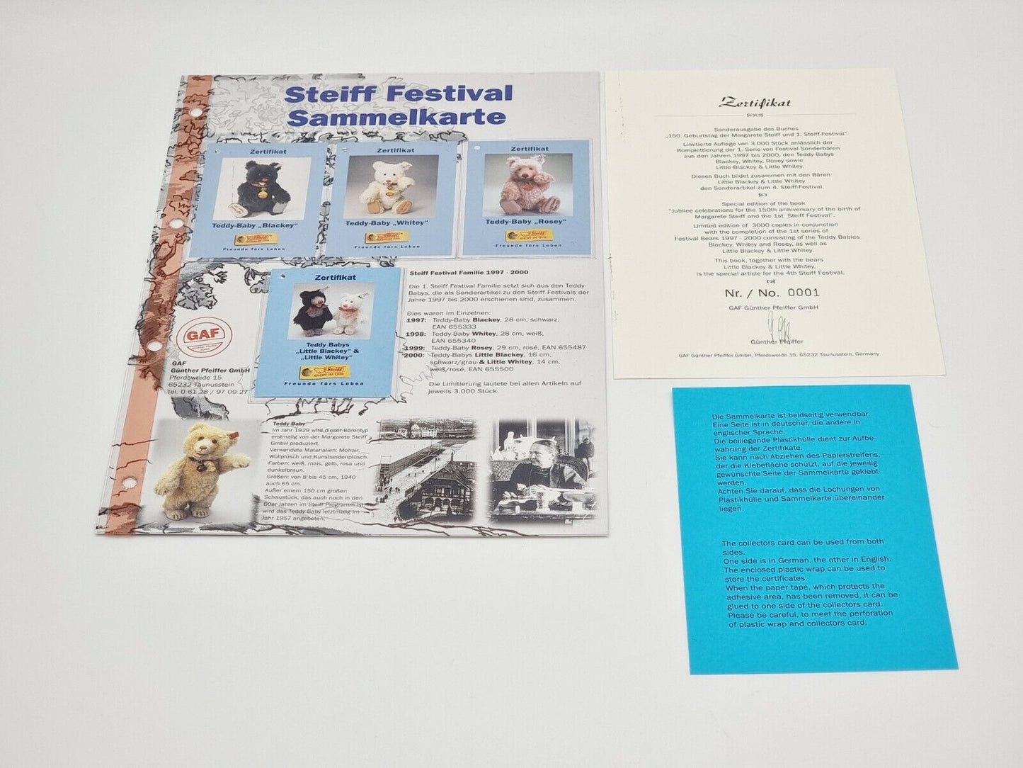 Nr. 00001 - Steiff Little Blackey & Whitey 16 & 14 cm 655500 4. Festival 2000