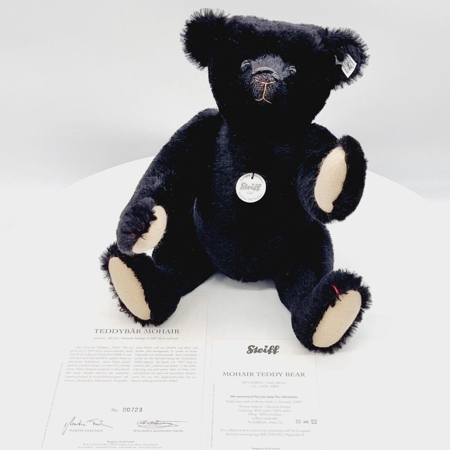 Steiff 420825 Mohair Teddybär schwarz 40 cm limitiert 3000 Jahr 2008