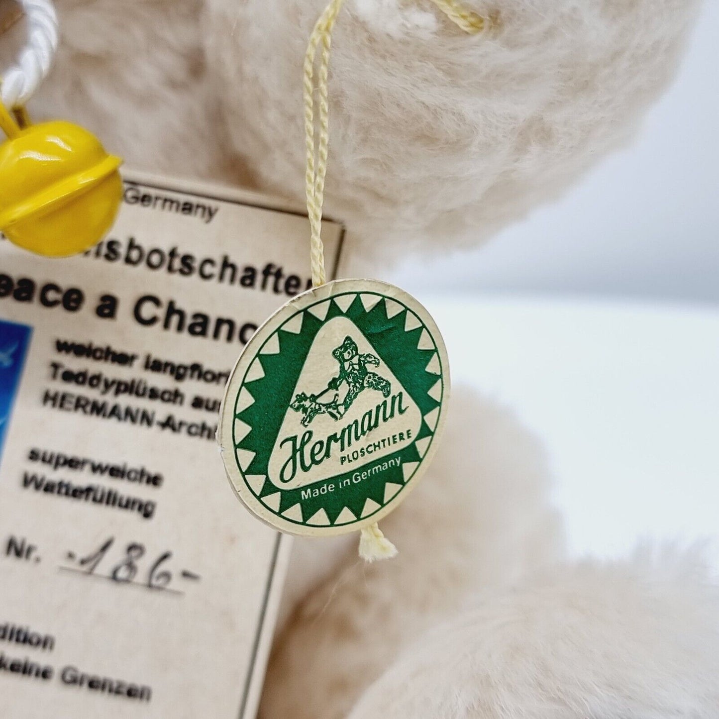 Hermann Kleiner Friedensbotschafter Ukraine Teddybär "Give peace a chance" 33cm