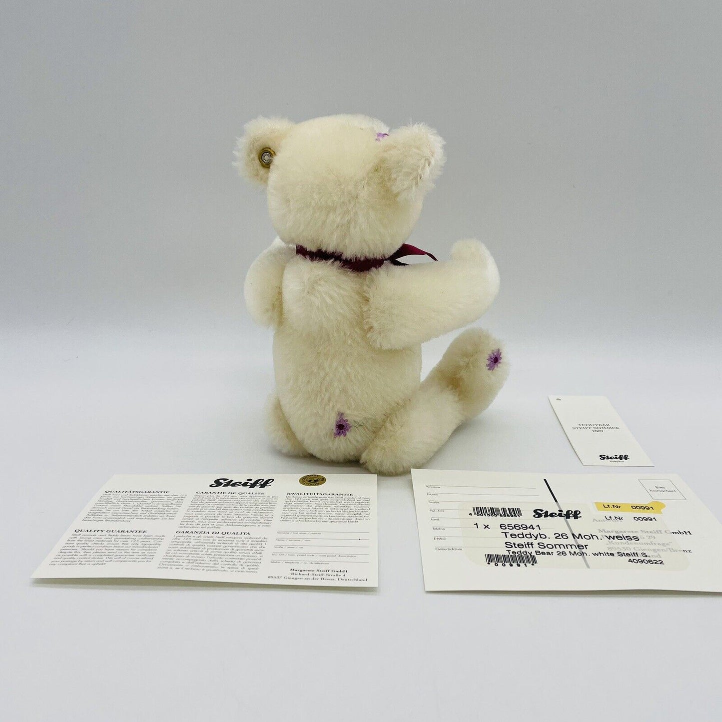 Steiff Teddybär Sommer 2009 656941 limitiert 2009 26cm Mohair mit Blüten