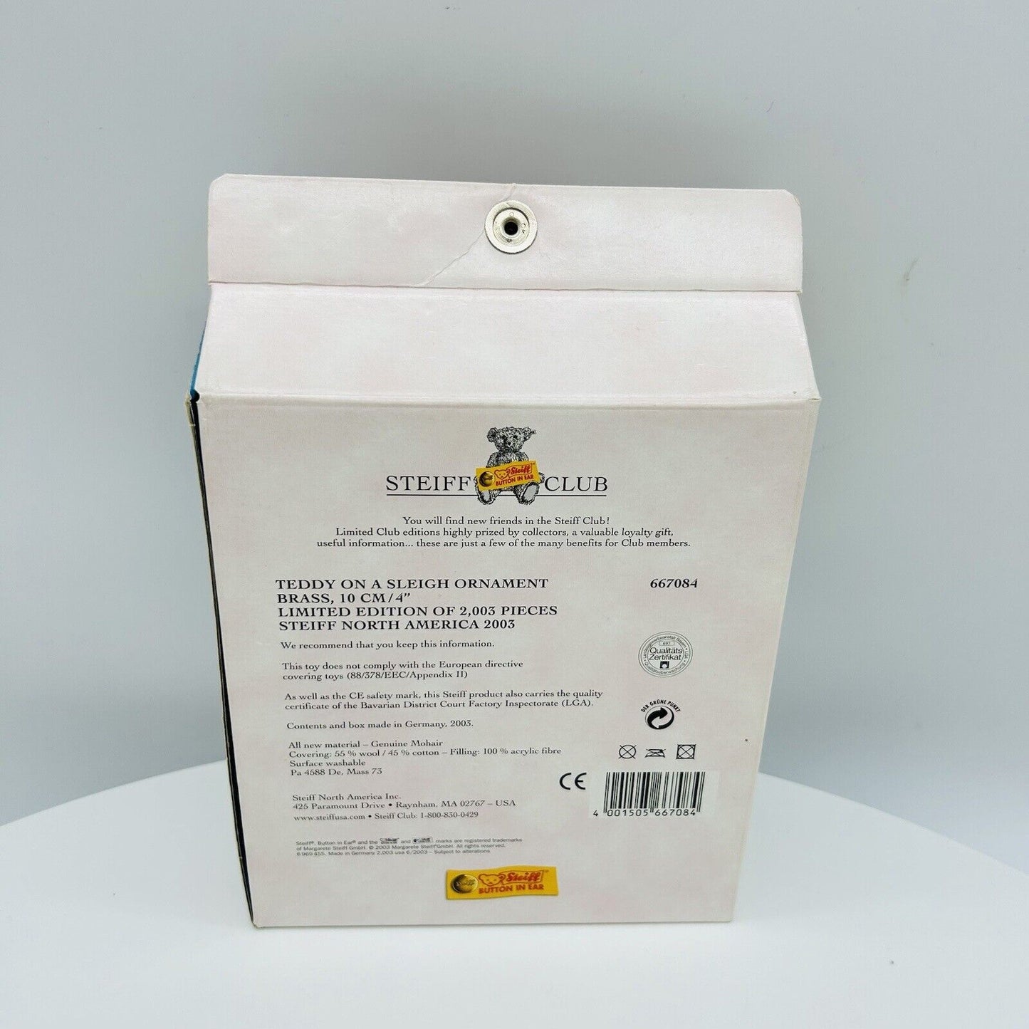 Steiff 667084 Ornament Teddy on a Sleigh North America limitiert 2003 10 cm