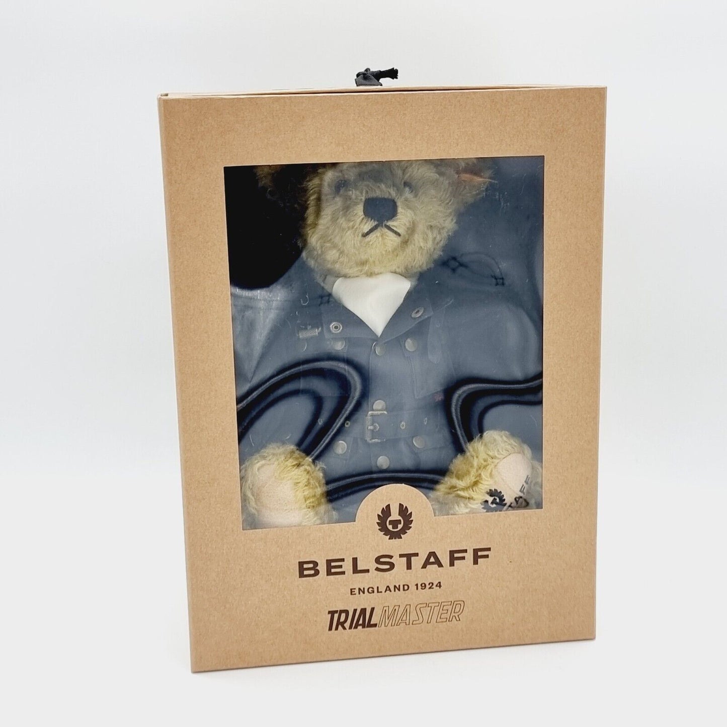 Steiff Belstaff Trialmaster 690679 Teddybär mit Mantel 35 cm Mohair Knopf Fahne