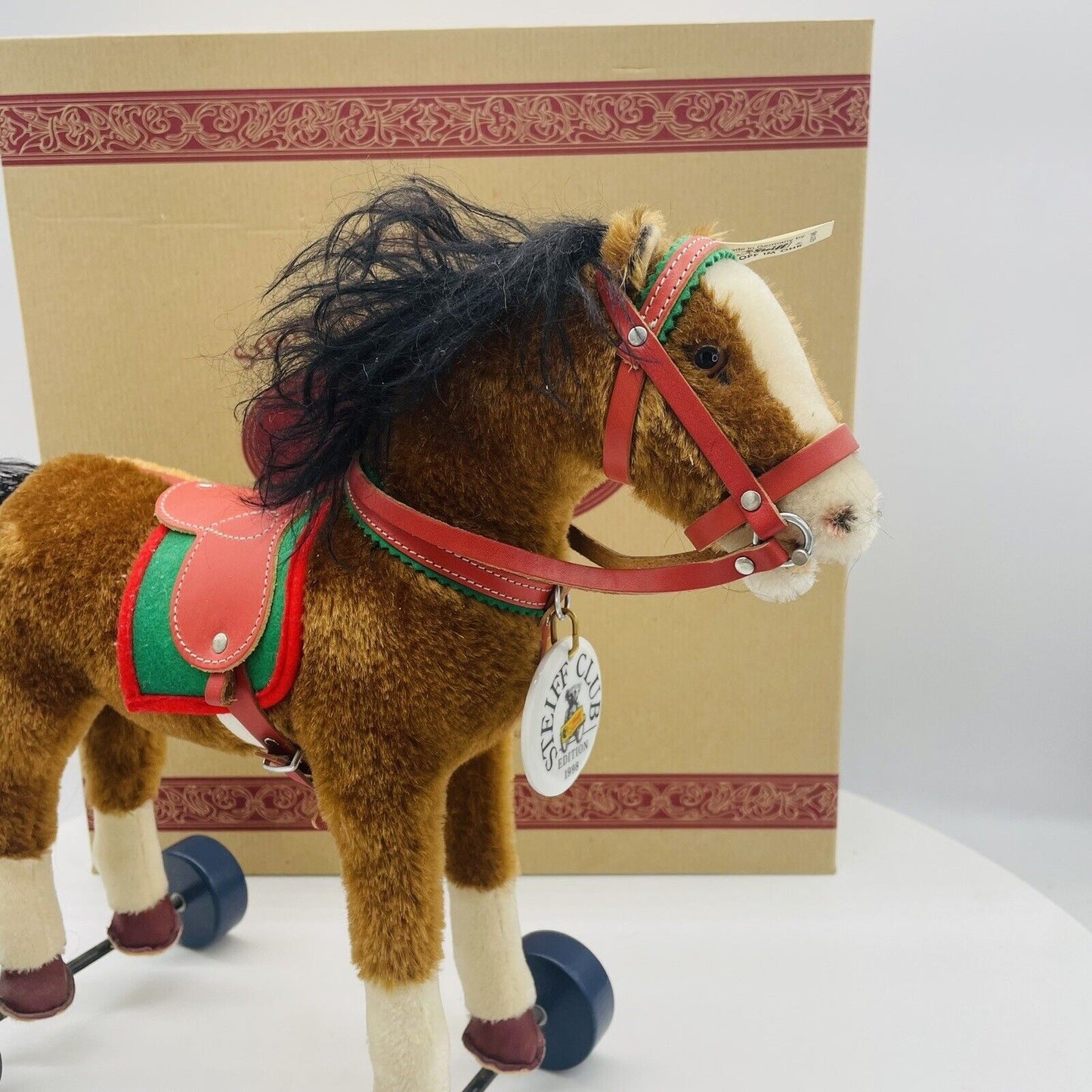 Steiff Pferd auf Rädern 420146 Club Edition 1998/1999 limitiert 35cm Mohair