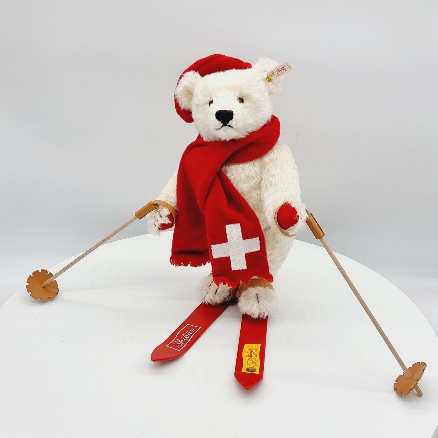 Steiff 660146 Skifahrer Teddybär weiß 34 cm 2000 limitiert 1500 exklusiv Schweiz