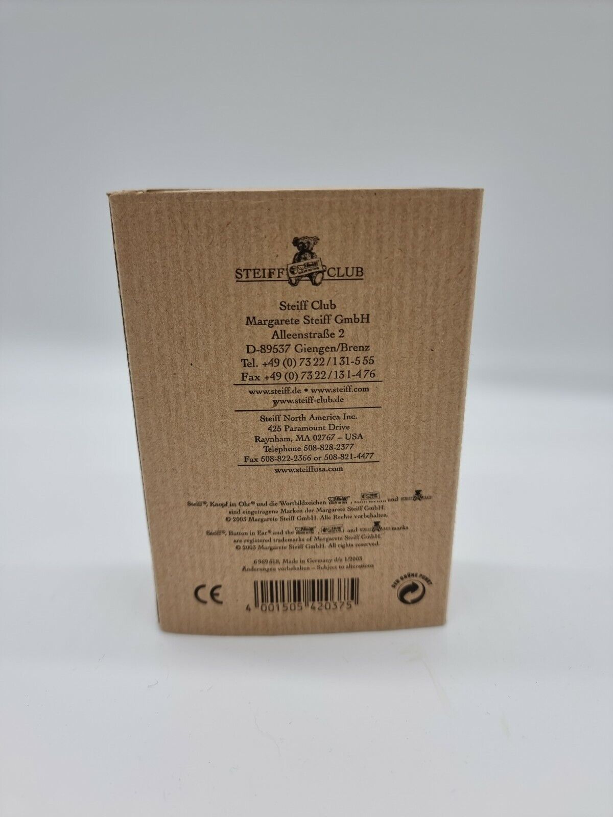 Steiff Club Jahresgeschenk Teddybären limitiert Zertifikat OVP Sammler 2003