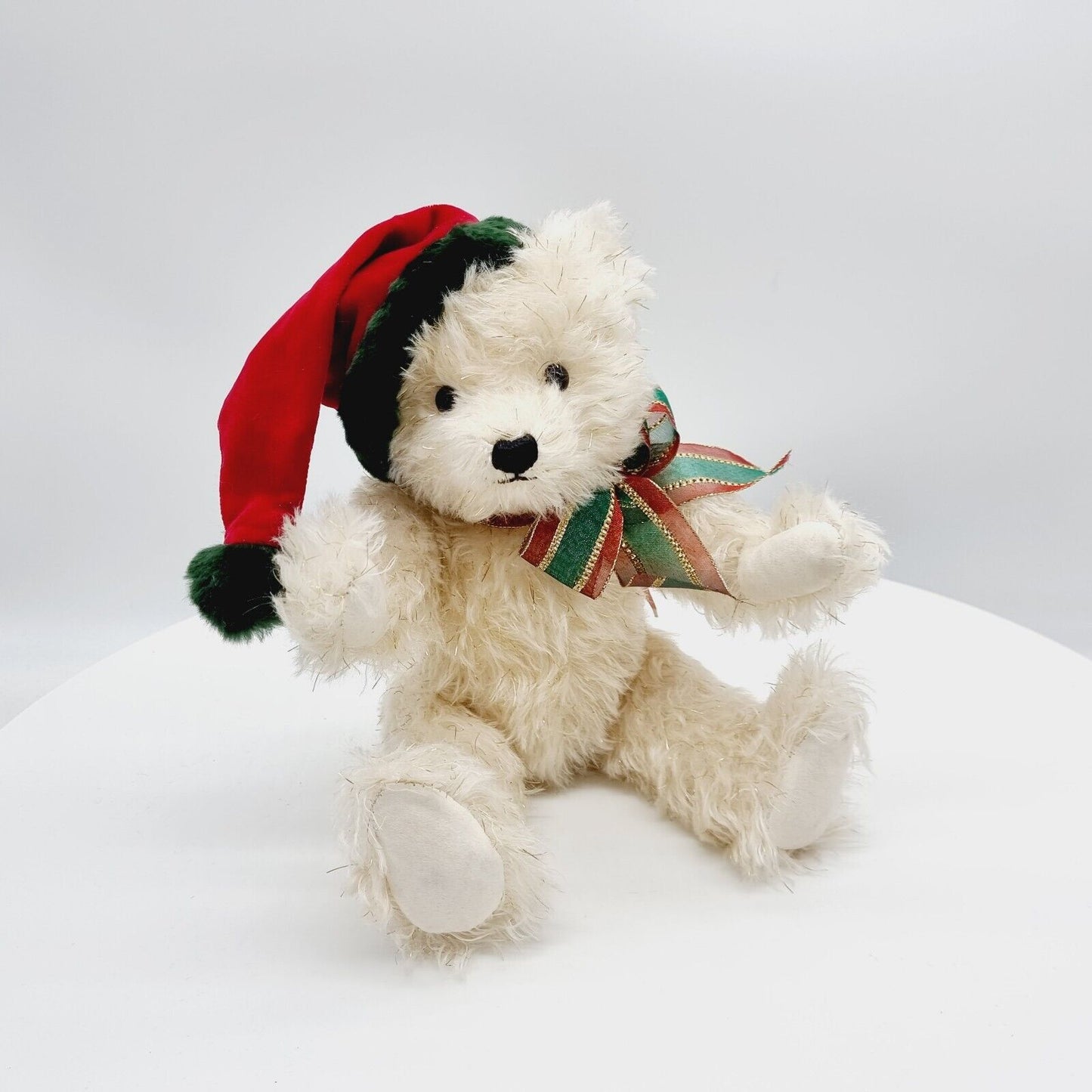 Teddy Hermann Weihnachtsteddybär mit Aufziehspielwerk weiß-gold 34 cm