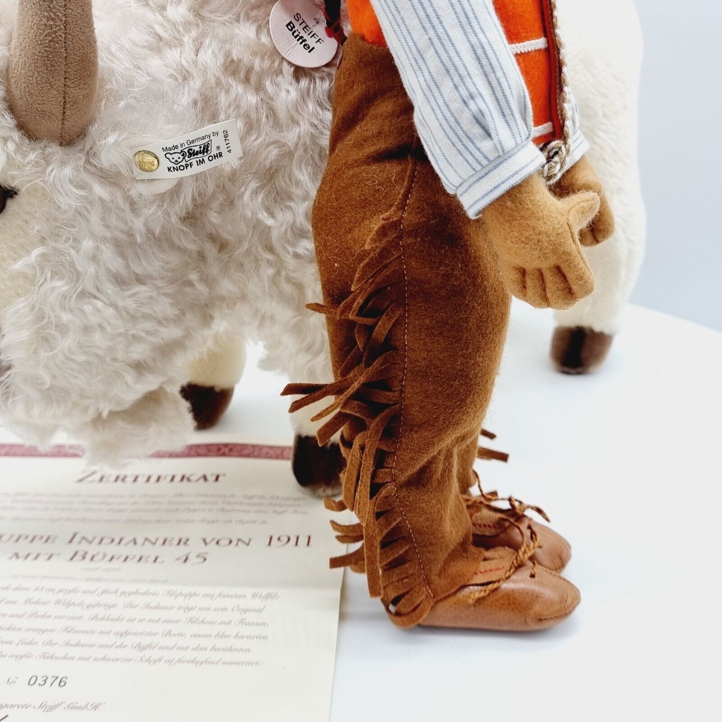Steiff Filzpuppe Indianer mit Büffel 45 cm aus 1998 limitiert auf 750 411762