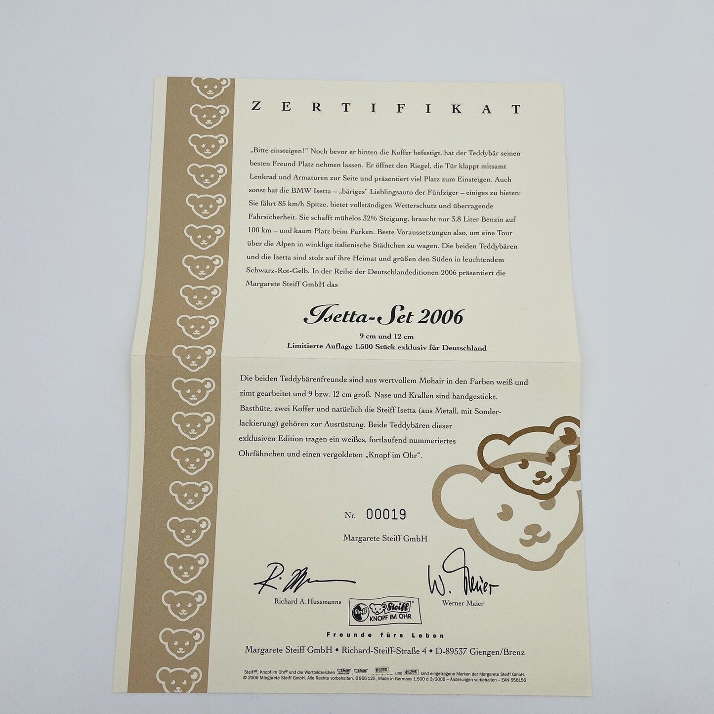 Steiff BMW Isetta Set 656156 limitiert 1500 aus 2006 Nr. 19