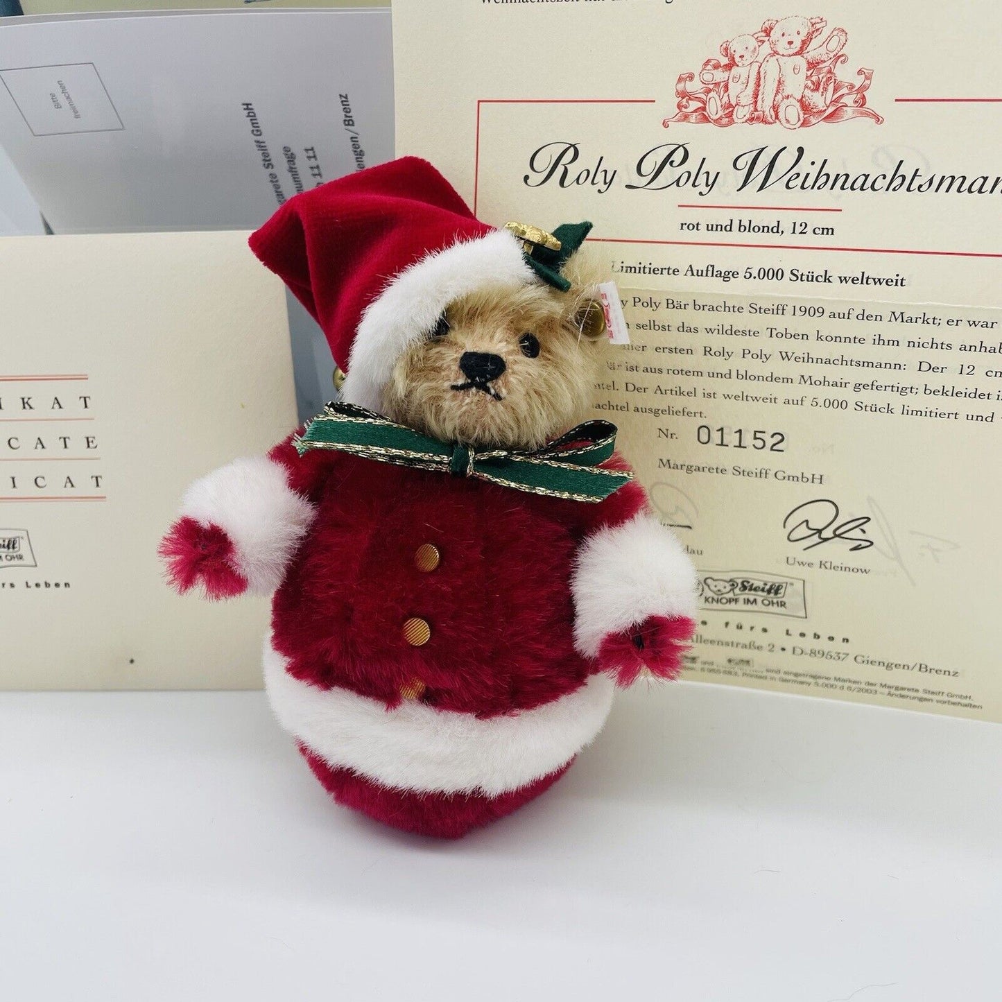 Steiff Weihnachtsmann Roly Poly Santa 037894 North America 12cm