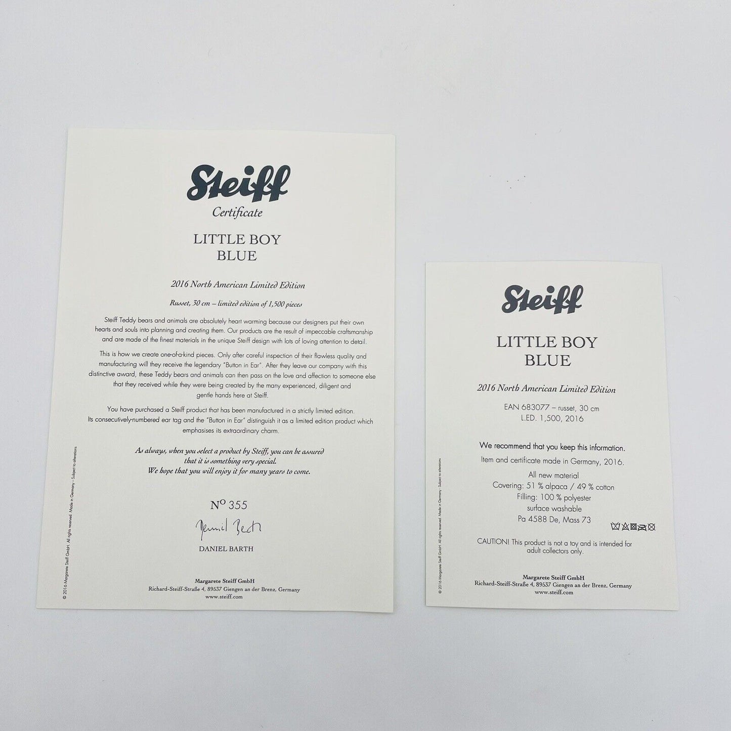 Steiff Teddybär Little Boy Blue 683077 limitiert 1500 aus 2016 North America