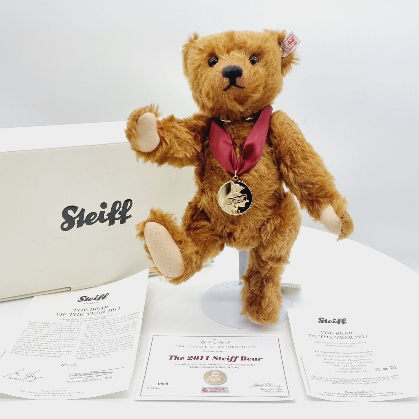 Steiff Danbury Mint 663383 Teddybär Year Bear 2011 limitiert 2011 30cm Mohair