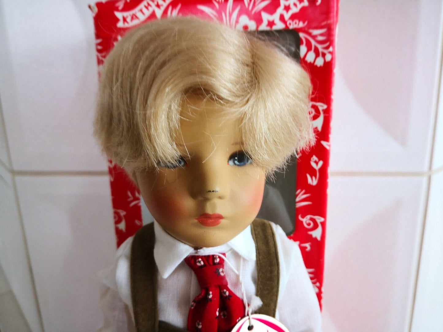 Käthe Kruse Puppe IX Fritzel blond 35 cm aus 1986 Donauwörth Lederschuhe