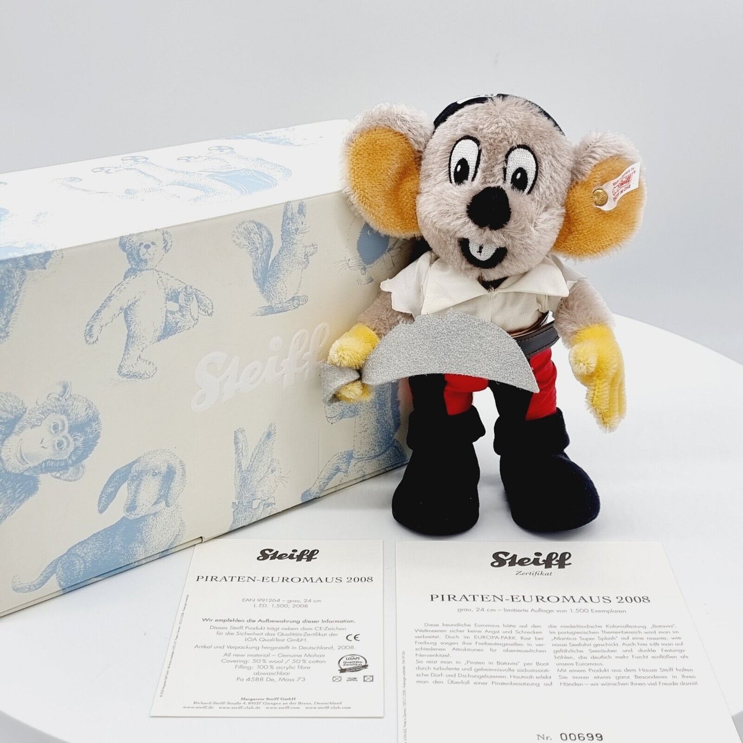 Steiff 991264 Euromaus für Europapark limitiert 1500 aus 2008 24 cm