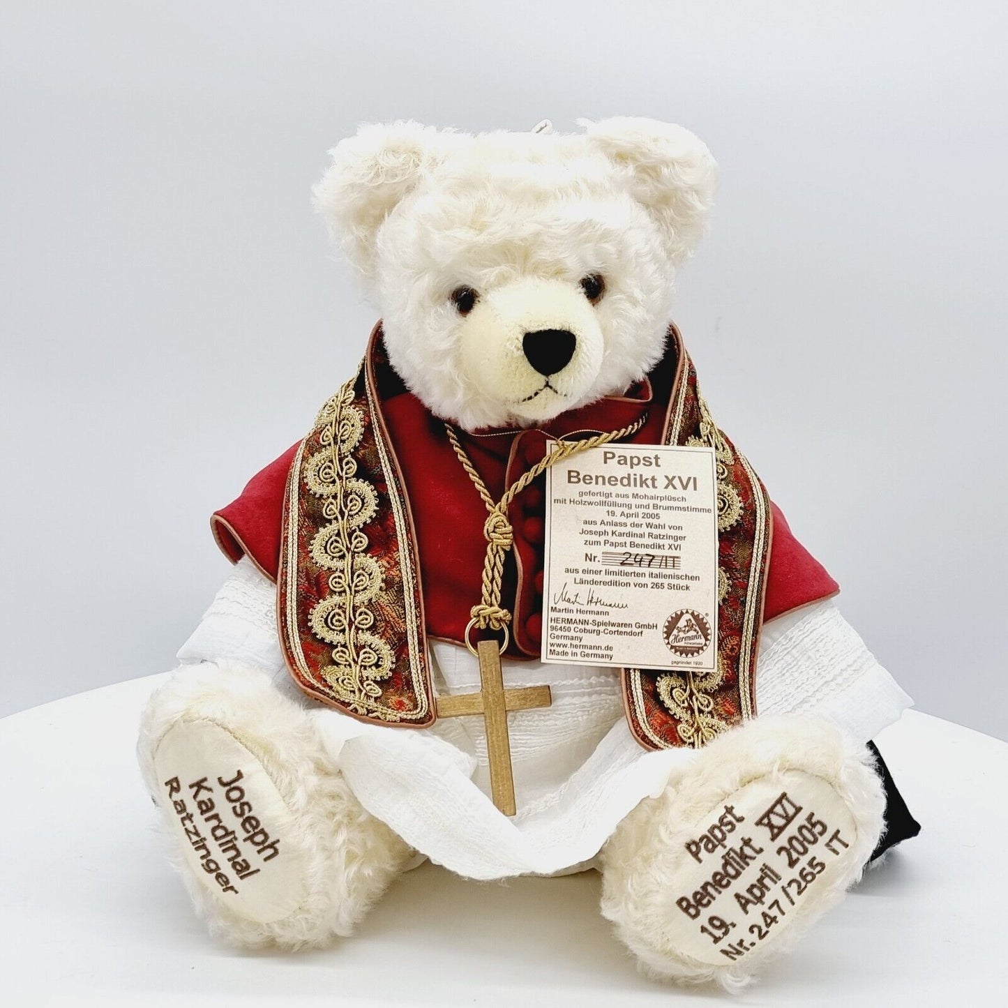Hermann Coburg Teddybär Papst Benedikt XVI Ratzinger limitiert 265 42 cm