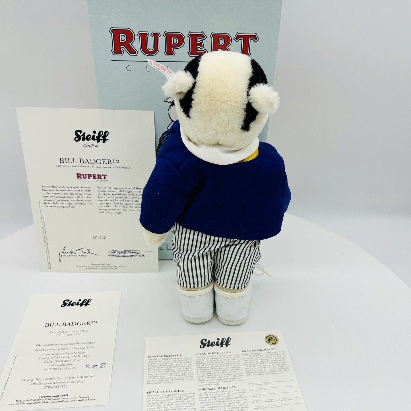 Steiff 653636 Bill Badger aus Rupert limitiert 1500 aus 2010 28 cm Alpaca