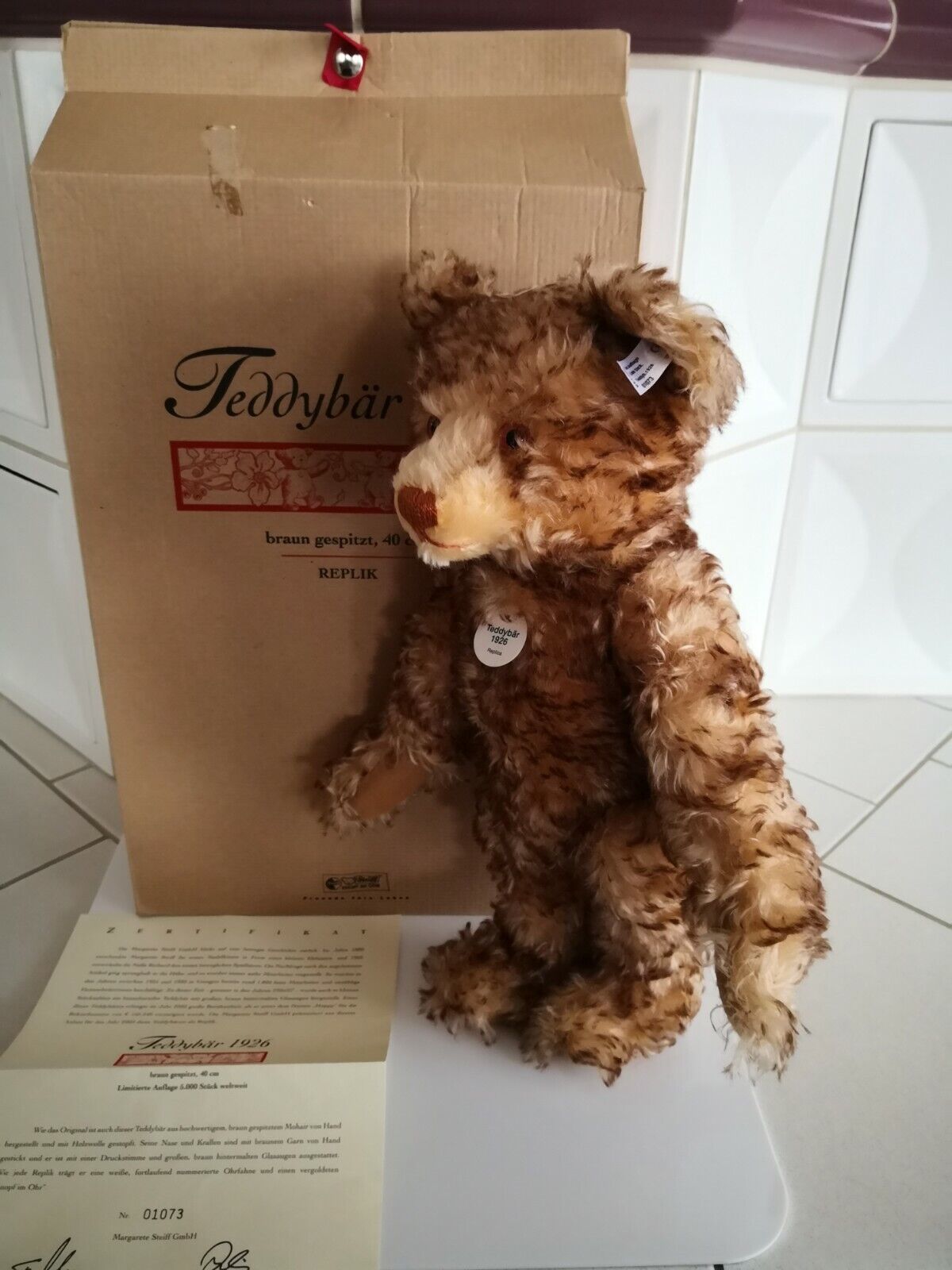 Steiff Teddybär 1926 braun gespitzt, 40 cm, Replik, 407246, limitierte Auflage