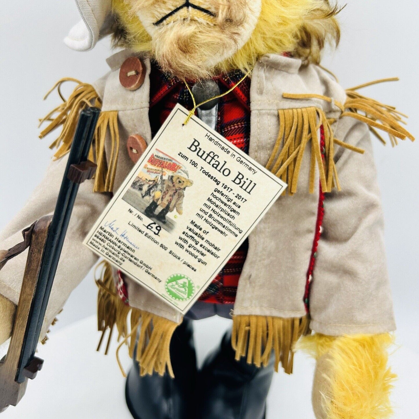 Hermann Coburg Teddybär Buffalo Bill limitiert 500 40 cm Mohair