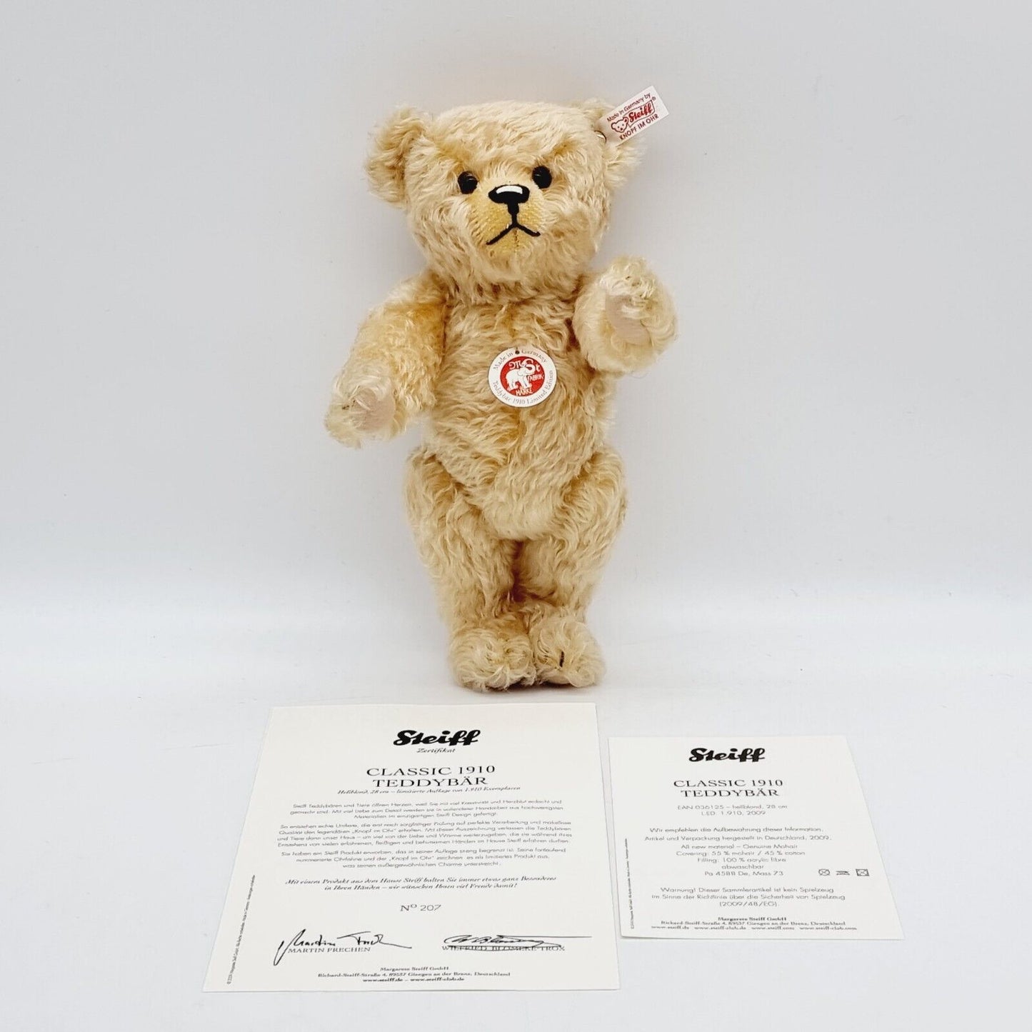 Steiff Teddybär Classic 1910 036125 limitiert 1910 aus 2009 28cm Mohair