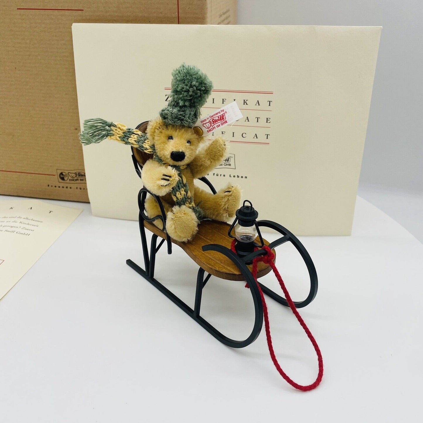 Steiff Weihnachtsschlitten-Set 2002 037979 limitiert 3000 aus 2002 16cm