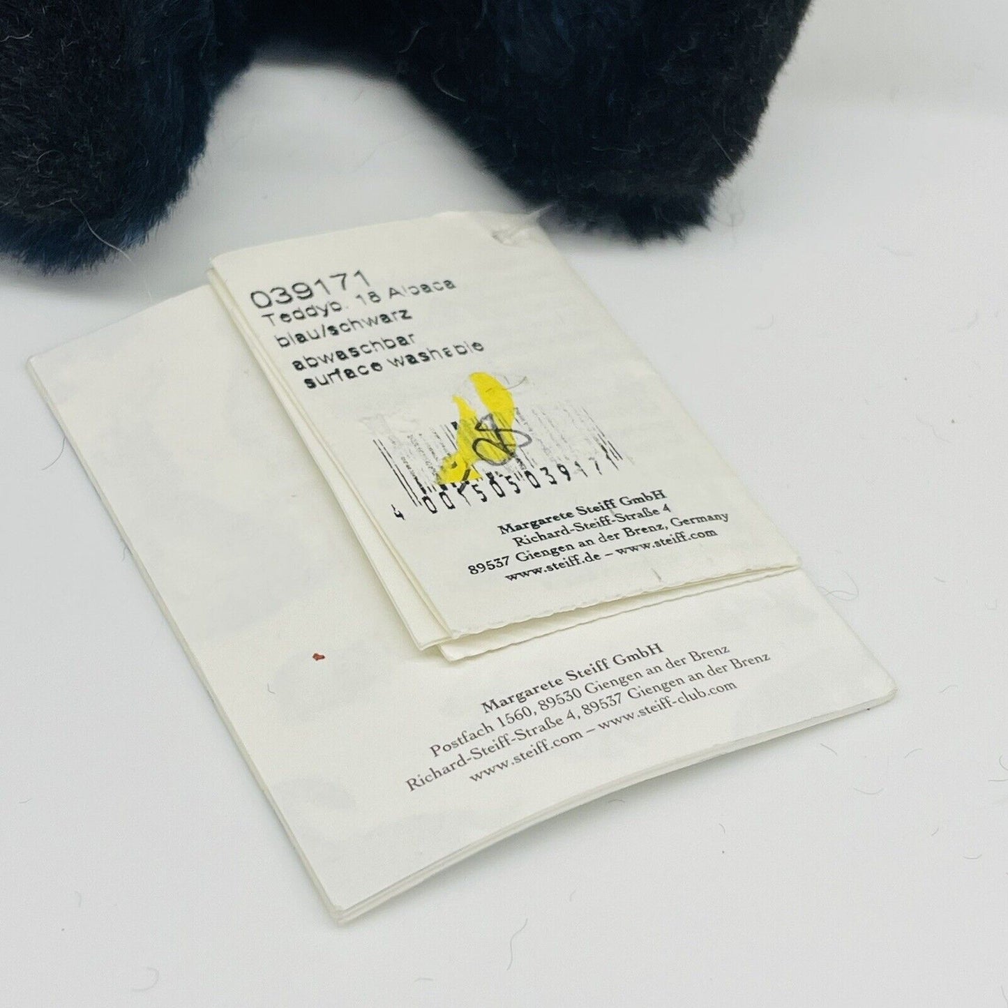 Steiff Classic Teddybär blaum mit Halsband 039171 18cm Alpaca